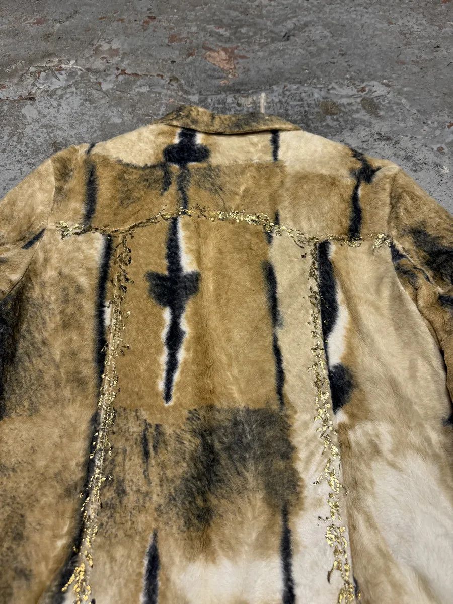 Vintage 2000s Faux Fur Beige & Blue Irregular Jacket Size XS / US 0-2 / IT 36-38 - 7 Thumbnail