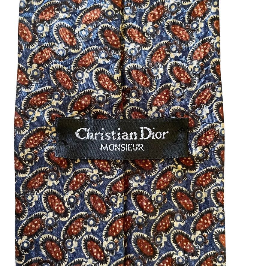 Dior × Vintage Vintage Christian Dior CD Logo Printed Jacquard Wide Tie Size ONE SIZE - 4 Thumbnail