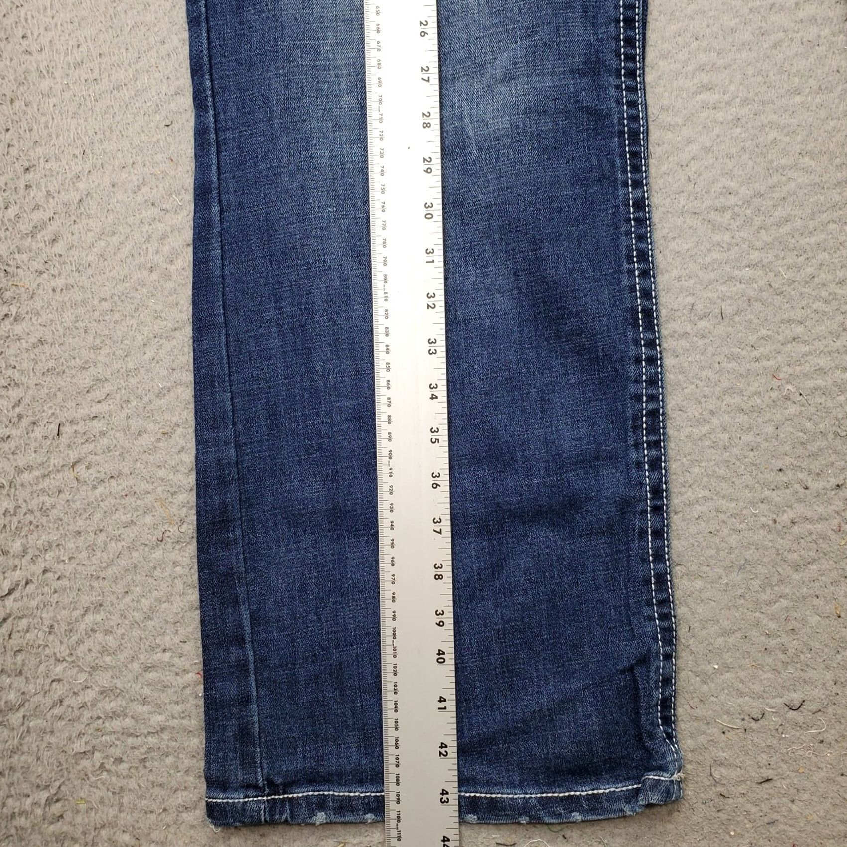 Denime Axel Jeans Men Bootcut Slim 40x32 Blue Denim Stretch Medium Wash White Stitch Size US 40 / EU 56 - 3 Thumbnail