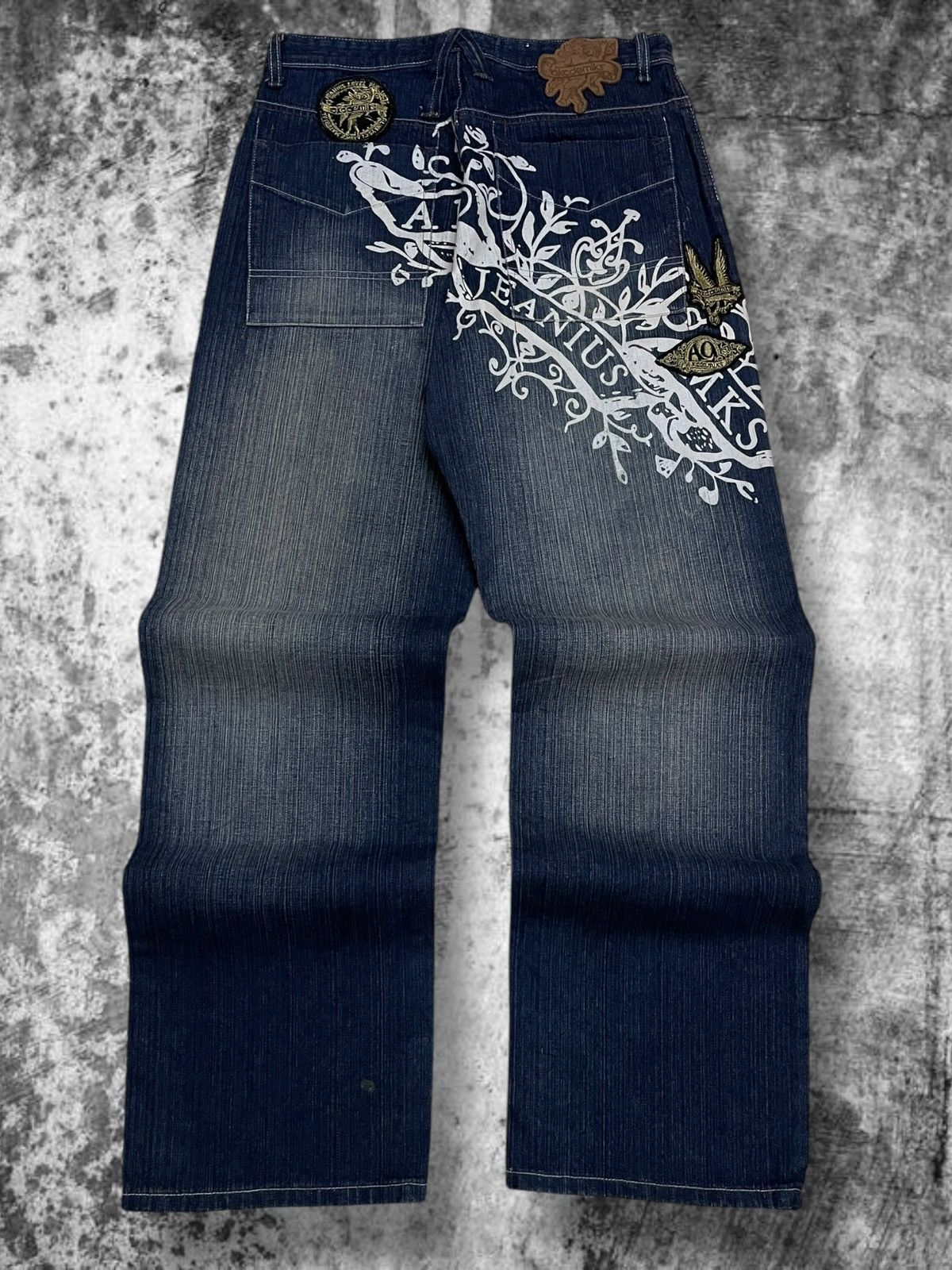 Japanese Brand Vintage Designer 90’s Akcdemiks Art Baggy Streewear Denim Size US 31 - 1 Thumbnail