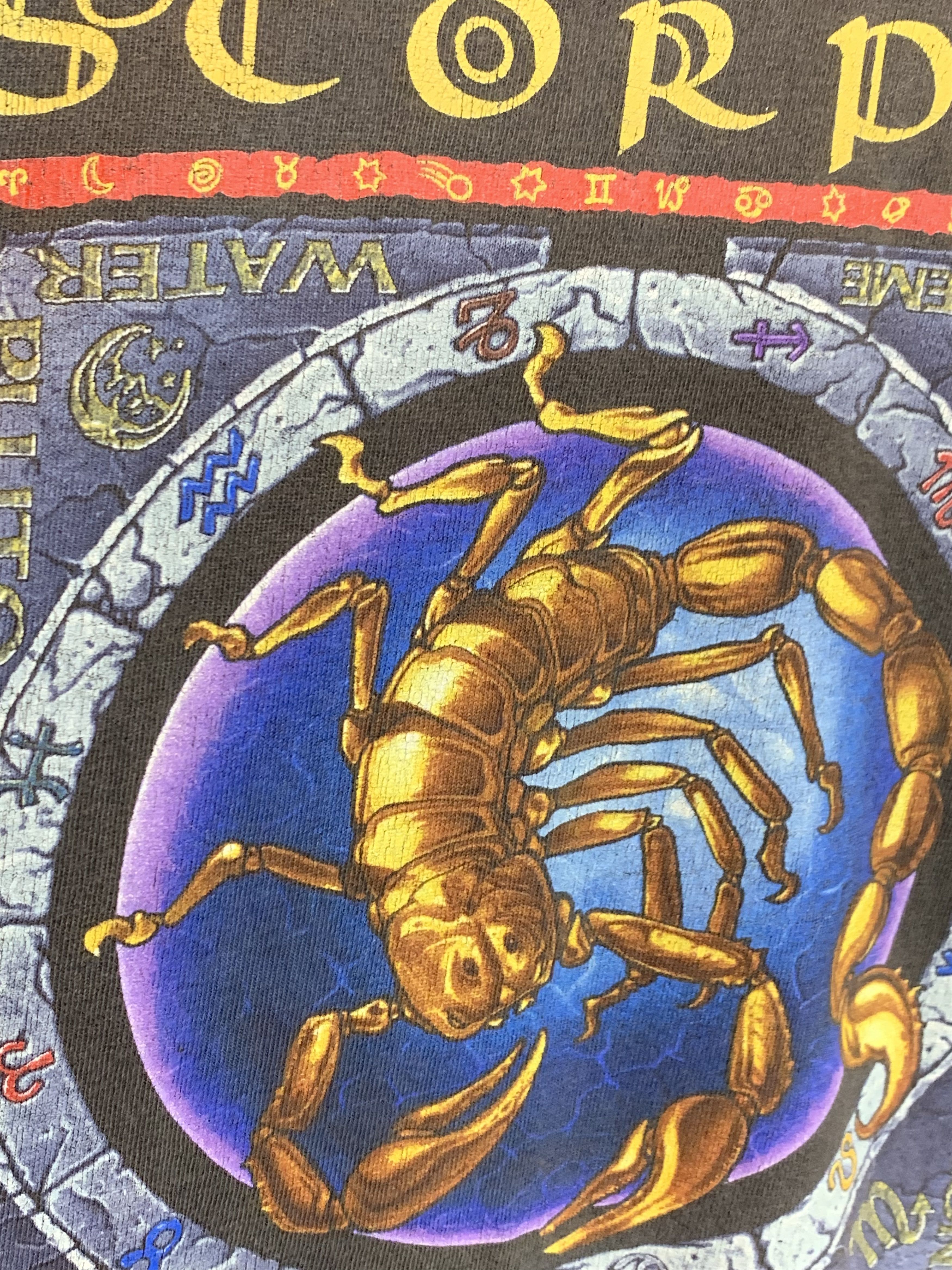 Vintage RARE Vintage 90s Scorpio Astrology Art Single Stitch T-Shirt Size US L / EU 52-54 / 3 - 6 Thumbnail