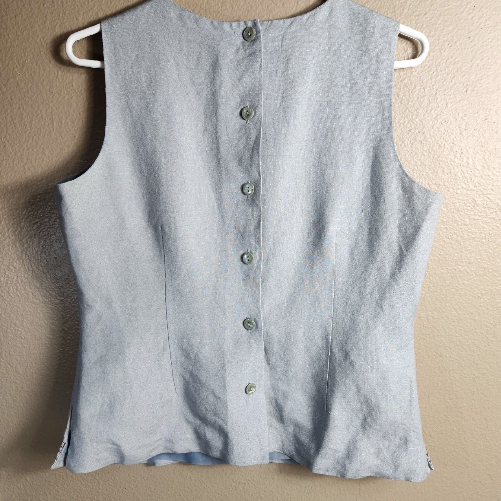 Vintage VINTAGE Appraisal Womens Vest 12 Light Blue Floral Embroidered Button-Back Size XL / US 12-14 / IT 48-50 - 4 Thumbnail