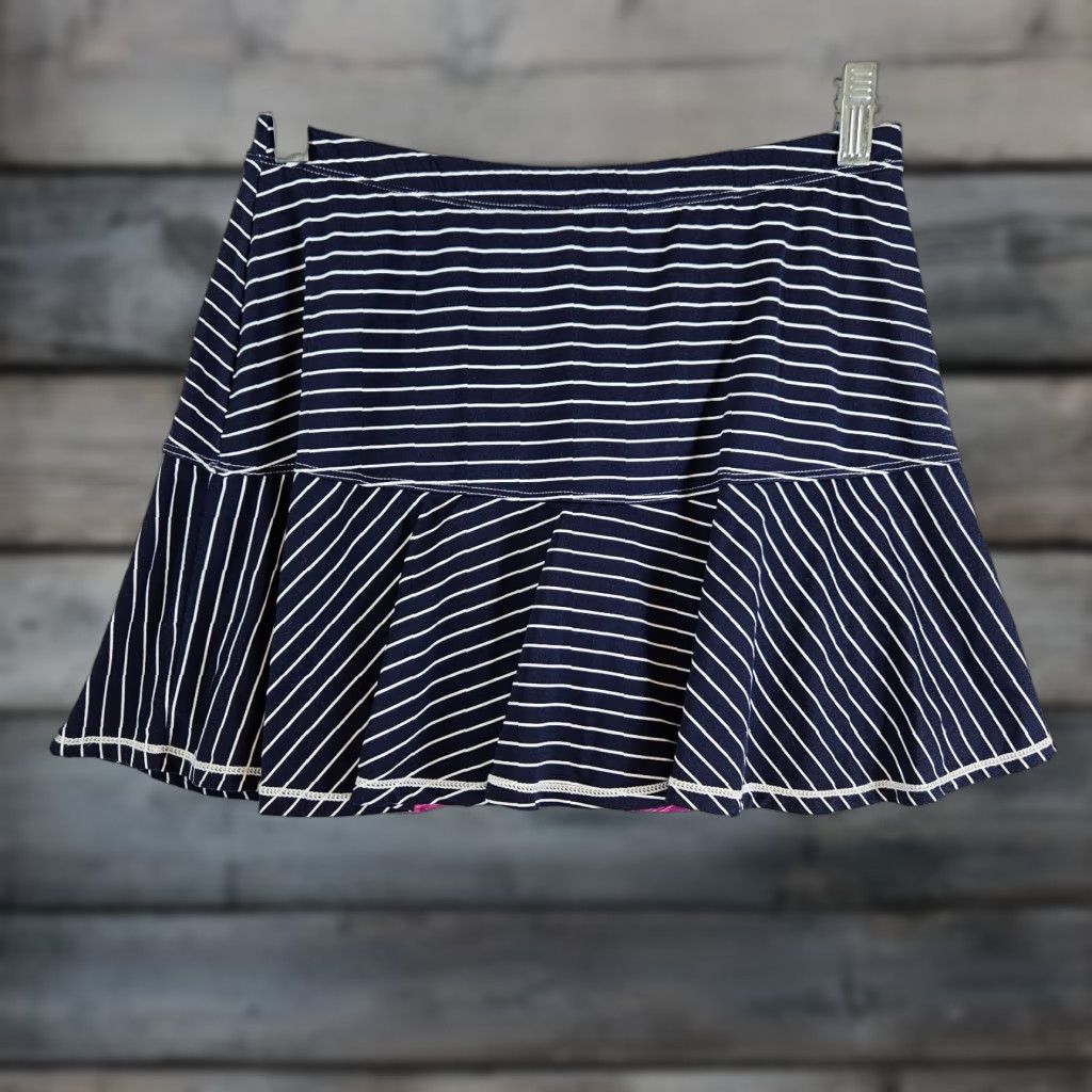 Vintage VINTAGE Queen of the Court Womens Skort Sz S Blue White Striped Pull On Athletic Short Skirt Size ONE SIZE - 1 Thumbnail