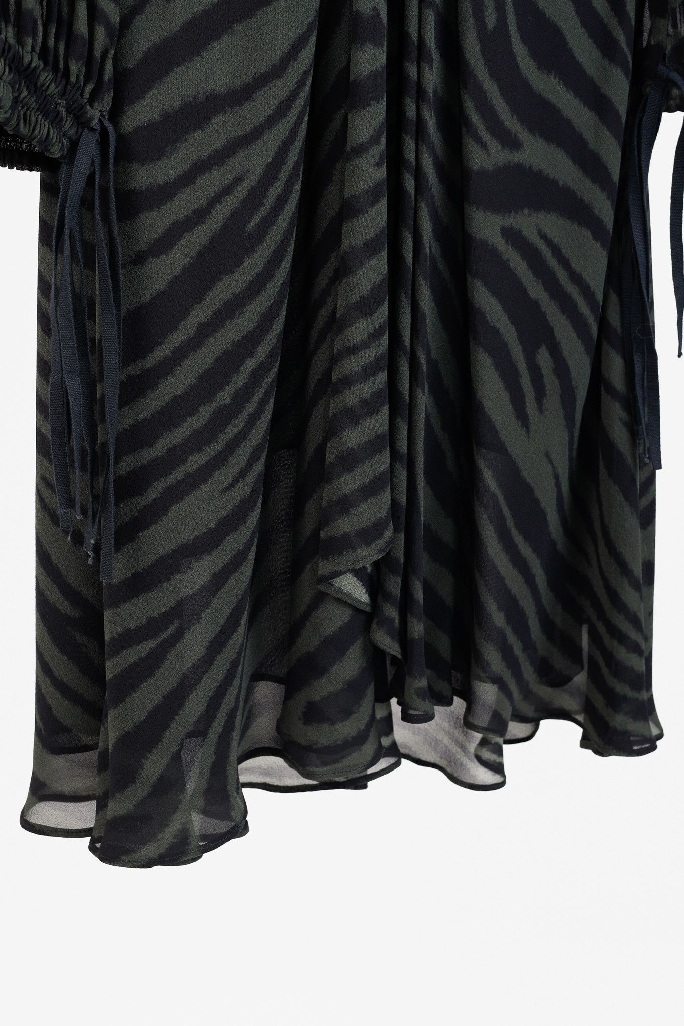Proenza Schouler Proenza Schouler Green & Black Zebra Silk Long-Sleeve Dress Size M / US 6-8 / IT 42-44 - 7 Thumbnail