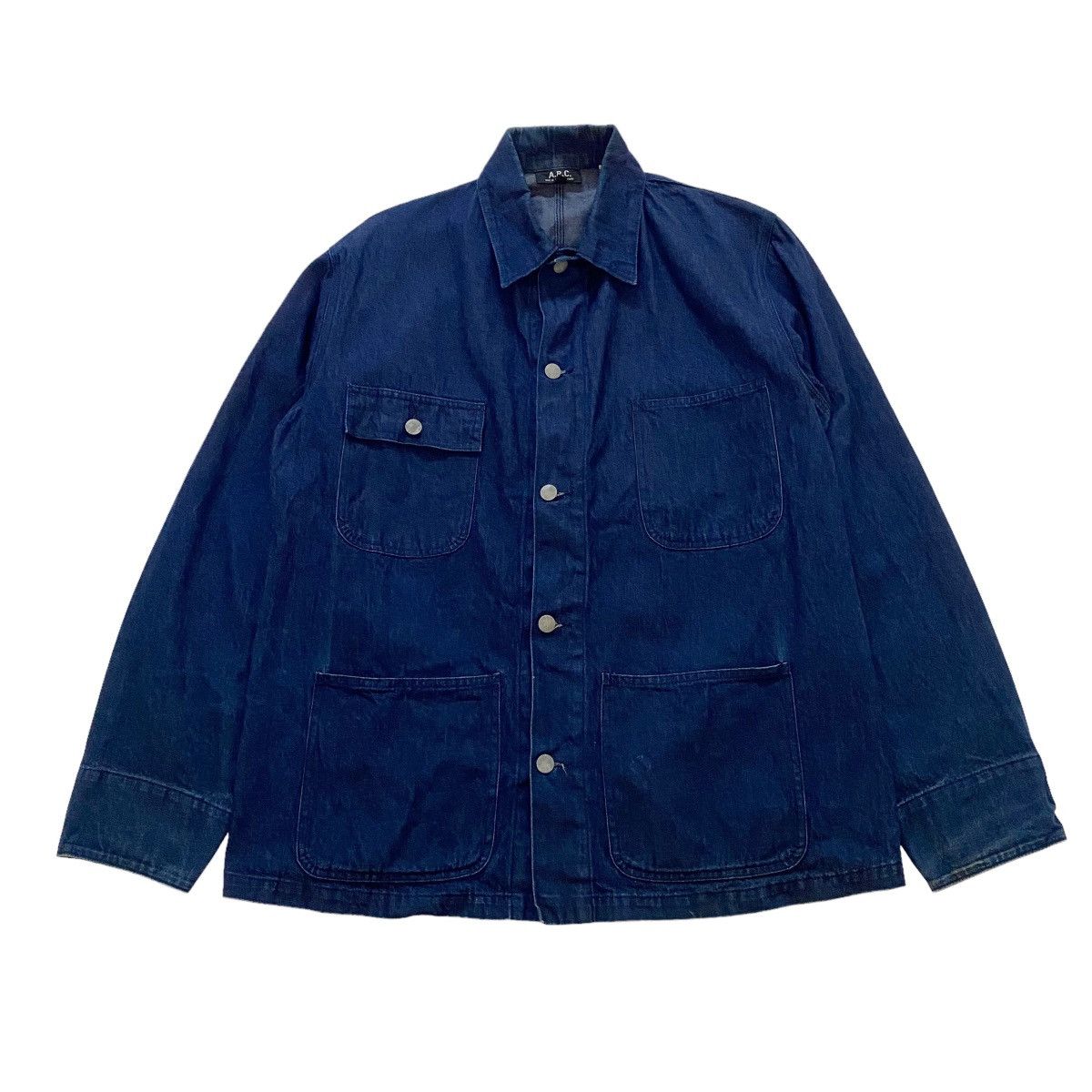 image of A P C Chore Style Worker Jacket Size 2 in Blue Denim, Men's
