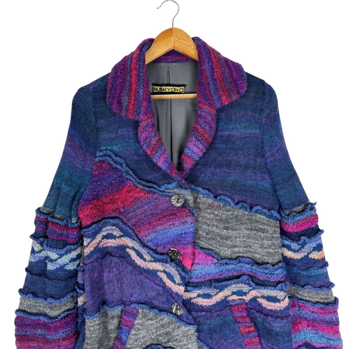 Japanese Brand ☀️M & KYOKO PATCHWORK KNITWEAR WOMEN JACKET LIKE KAPITAL Size M / US 6-8 / IT 42-44 - 3 Thumbnail
