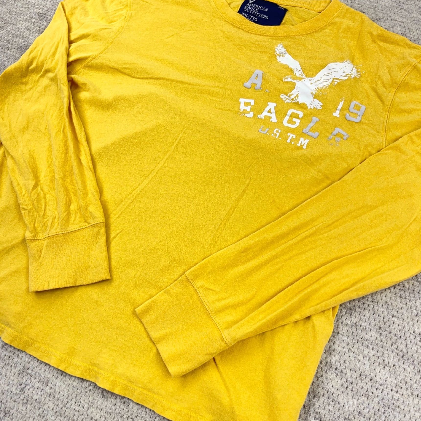 American Eagle Outfitters VINTAGE American Eagle Outfitters T-Shirt Men 2XL Yellow Long Sleeve Graphic Print Crew Neck Logo Rock Retro Bands 90s Mens Size US XXL / EU 58 / 5 - 3 Thumbnail