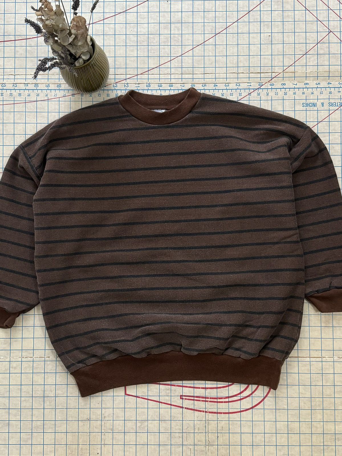 Other × Vintage Vintage 80-90’s Brown Striped Pull Over Crewneck Womens XL Size XL / US 12-14 / IT 48-50 - 2 Thumbnail