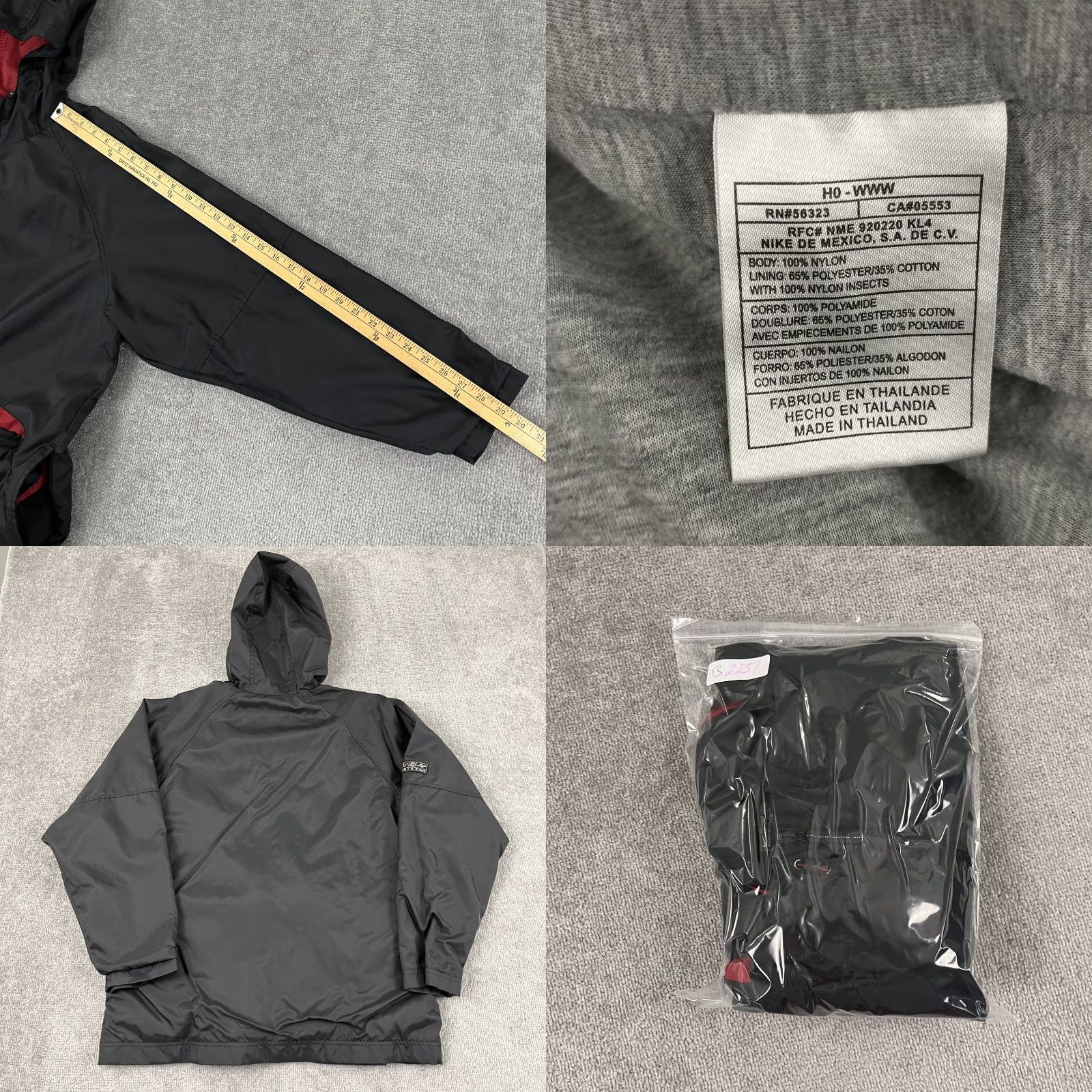 Nike VINTAGE Nike Jacket Mens S Black 3D Pocket Full Zip Hooded Full Zip Y2K | Outer Nylon | Regular Fit Size US S / EU 44-46 / 1 - 8 Thumbnail