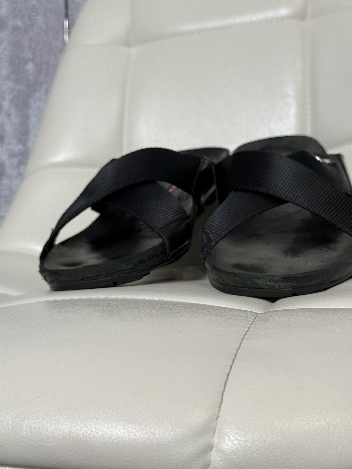 Prada Prada Sport Black Cross Strap Slide Men’s Sandals Metal Logo Size US 11.5 / EU 44-45 - 19 Thumbnail