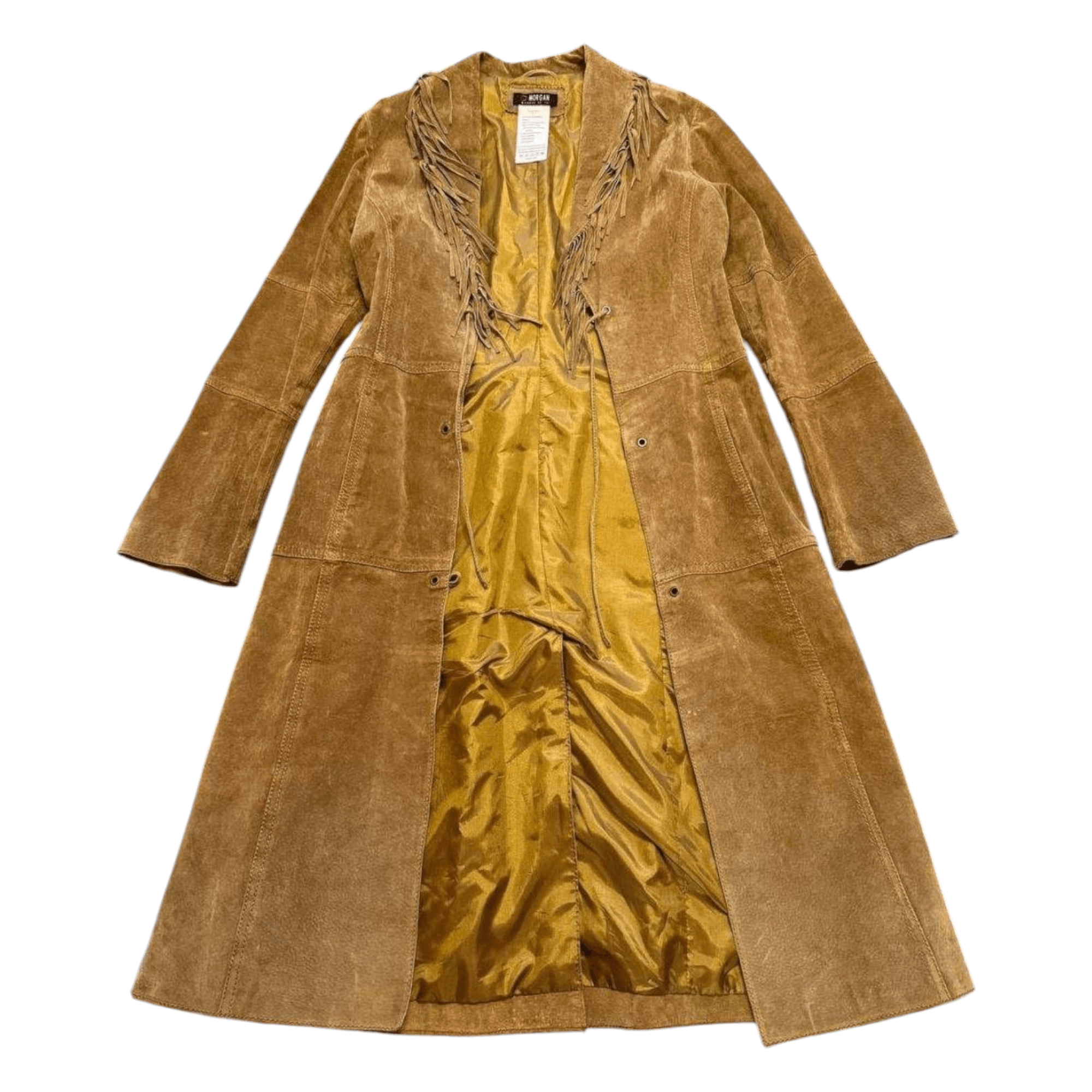 Morgan de toi suede tan leather trench coat sz T3