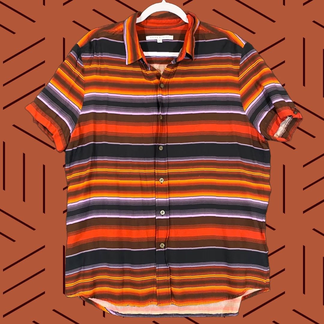 Parker Parke & Ronen Shirt Mens Large Multicolor Striped Button-Up Casual Short Sleeve Size US L / EU 52-54 / 3 - 1 Thumbnail
