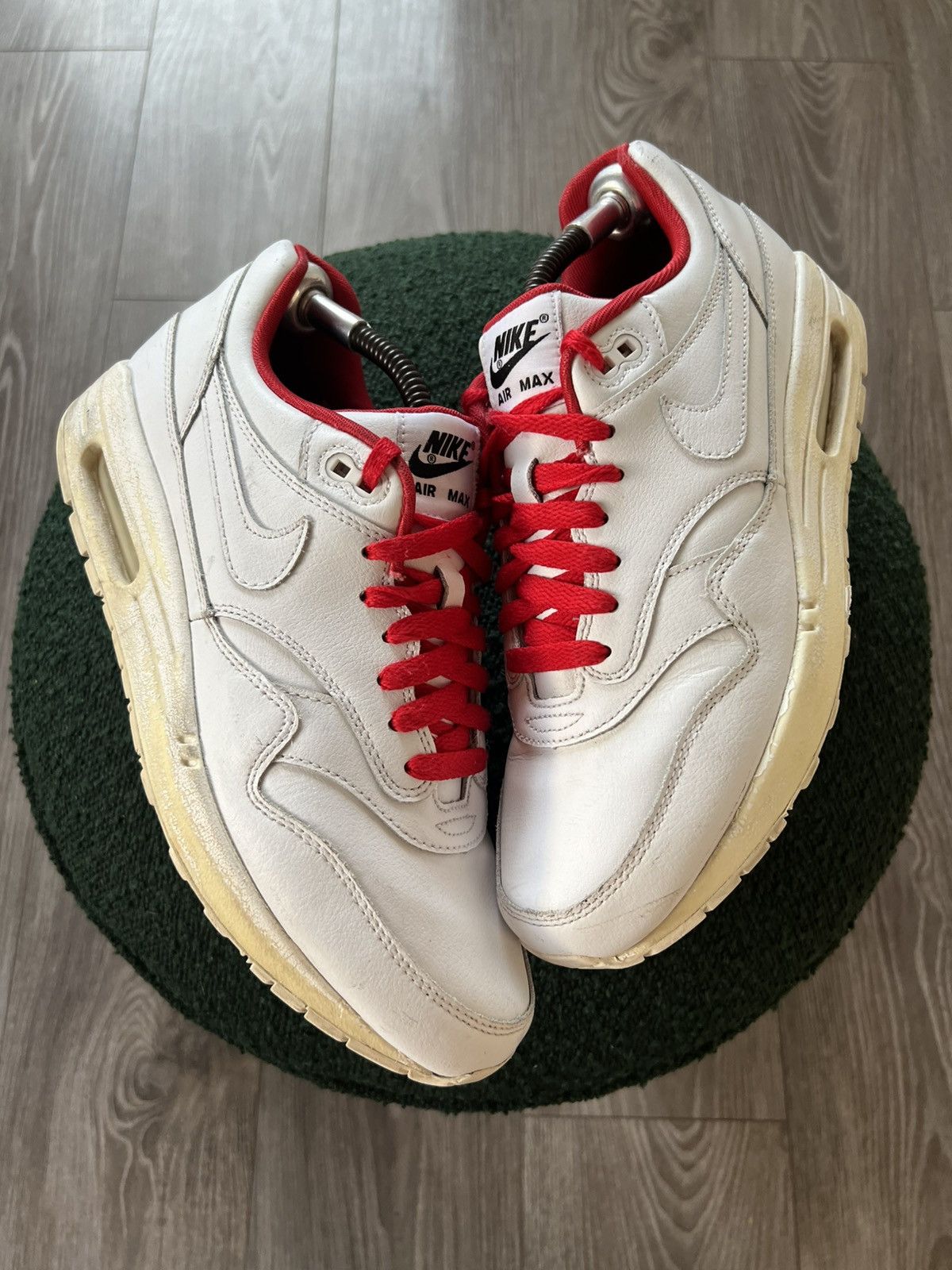 Nike ‼️Rare Nike ID Air Max 1 White/Red “Giga Nord” Sneakers‼️ Size US 9.5 / EU 42-43 - 2 Thumbnail