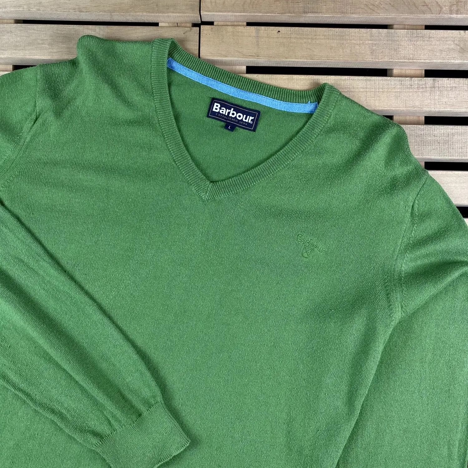 Barbour Mens Jumper Barbour V Neck Size L Green Size US L / EU 52-54 / 3 - 2 Thumbnail