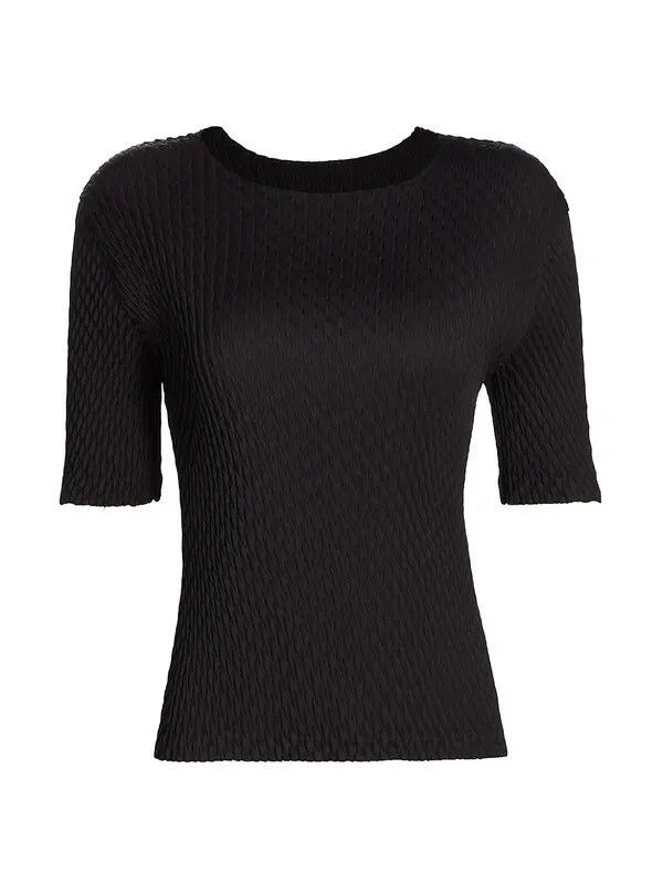 Issey Miyake Sleek Pleats Short Sleeve Top Size ONE SIZE - 6 Thumbnail