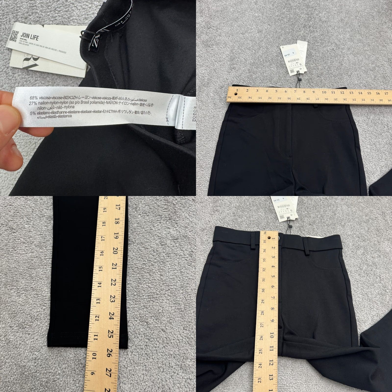 Zara Zara Join Life High Rise Leggings Womens S Black Jegging Stretch NWT Knit Slim Modern Comfort Denim Look Pants Size 28" / US 6 / IT 42 - 9 Thumbnail