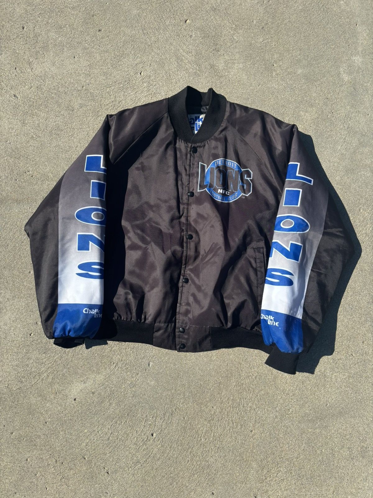 Chalk Line RARE Vintage 90s Detroit Lions Satin Bomber Jacket Size US XL / EU 56 / 4 - 4 Thumbnail