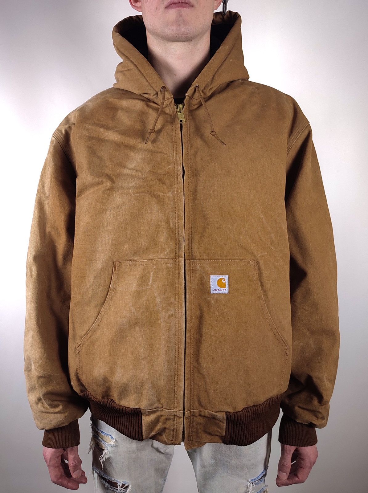 Carhartt × Vintage 90s Vintage Carhartt Oversized Faded Brown Workwear Jacket Size US XXL / EU 58 / 5 - 4 Thumbnail