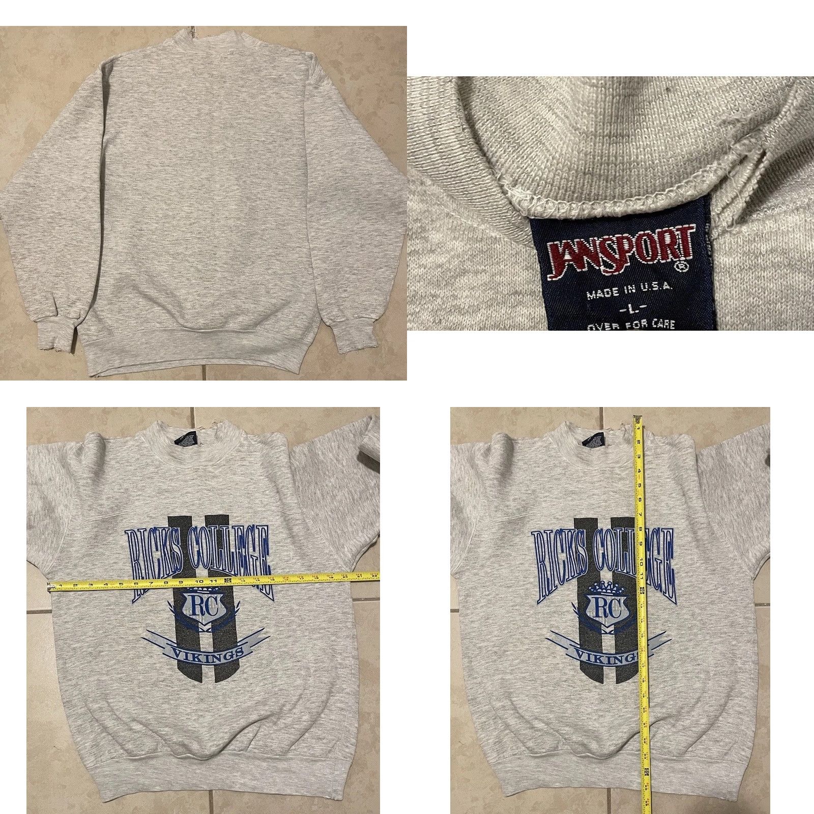 Vintage Vtg 90s Ricks College Faded Distressed Sweatshirt Gray S Men Pullover Hoodie College USA 80s Boys Mens Size US S / EU 44-46 / 1 - 8 Thumbnail