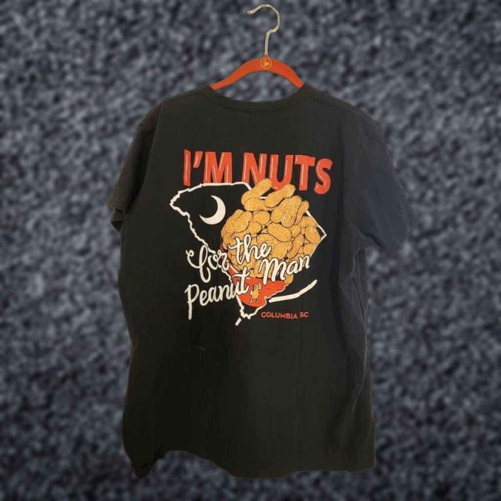 Peanuts Women's L I'm Nuts for the Peanut Man Columbia SC Double-Sided T-shirt Distress T-Shirt Black Cotton Vintage No Size L / US 10 / IT 46 - 1 Thumbnail