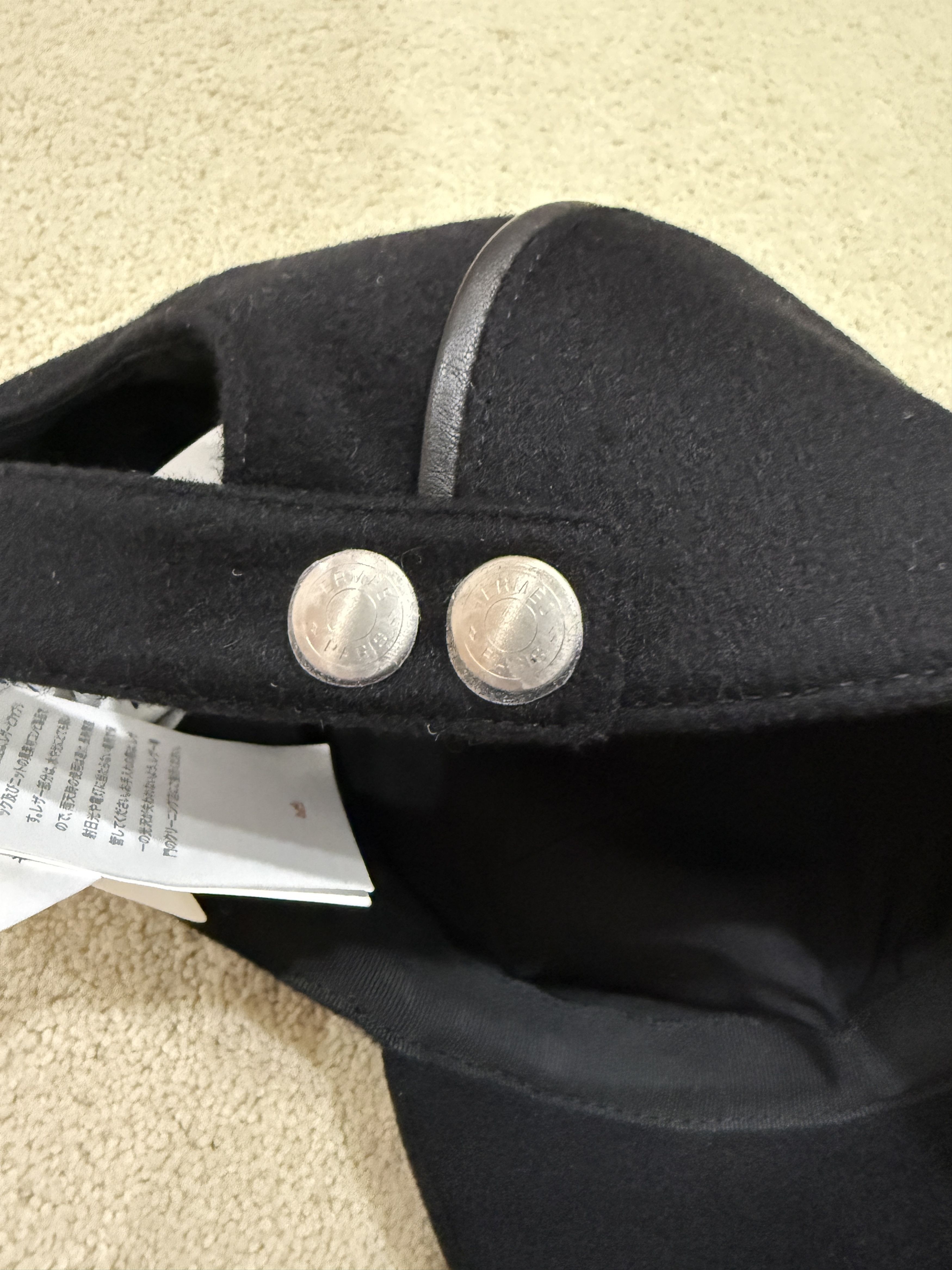 Hermes HERMES AUTHENTIC CASHMERE / LEATHER TRIM BLACK NEVADA CAP Size ONE SIZE - 6 Thumbnail