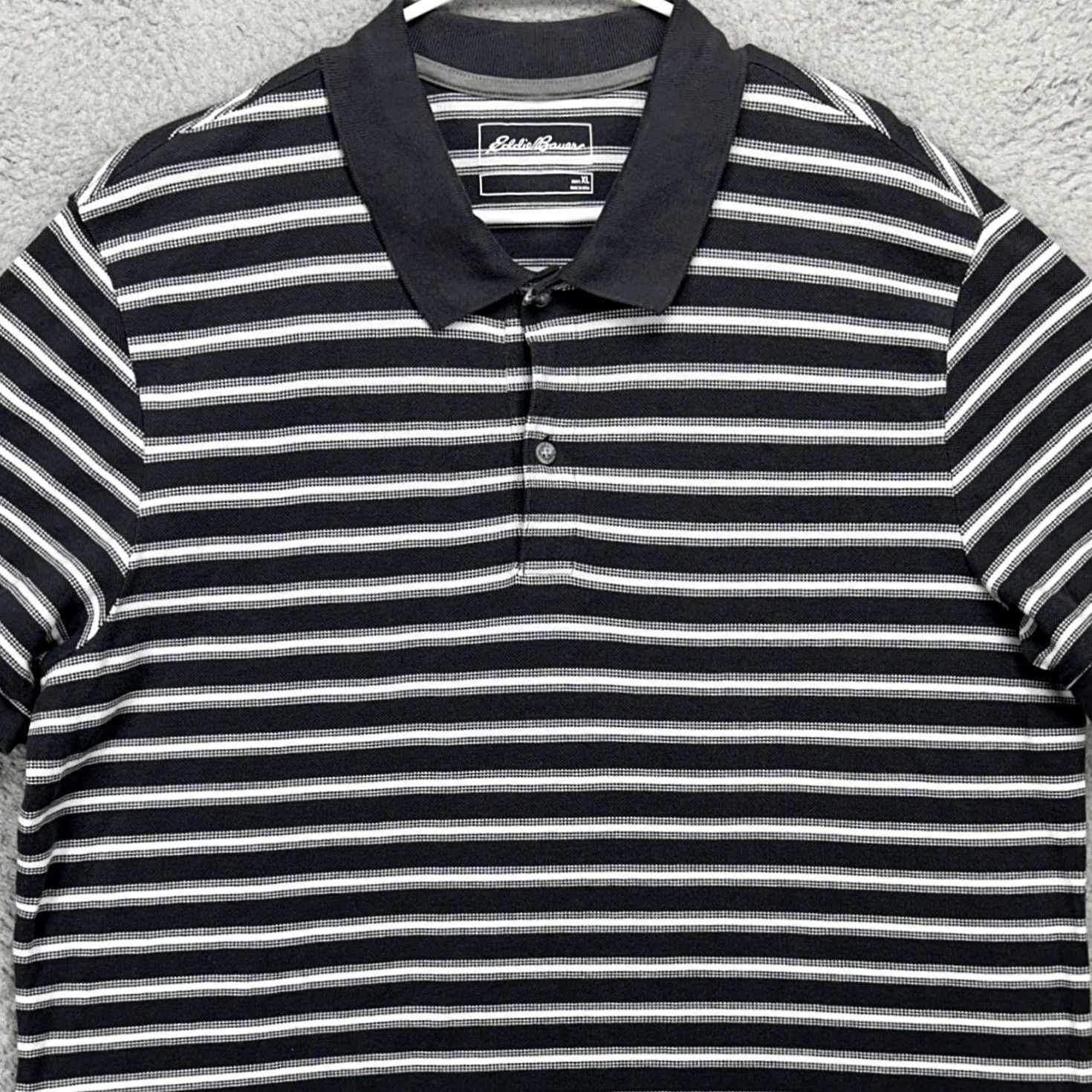 Eddie Bauer Eddie Bauer Polo Adult Men XL Cotton Gray White Stripes Short Sleeve Rugby Shirt Size US XL / EU 56 / 4 - 2 Thumbnail