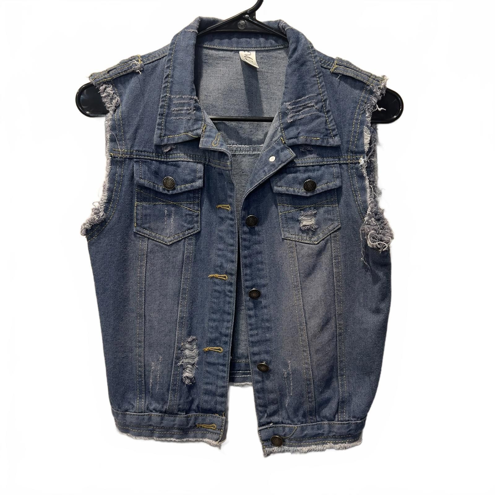 MZ Wallace Men's Distressed Denim Vest - Size Large Size US L / EU 52-54 / 3 - 1 Thumbnail