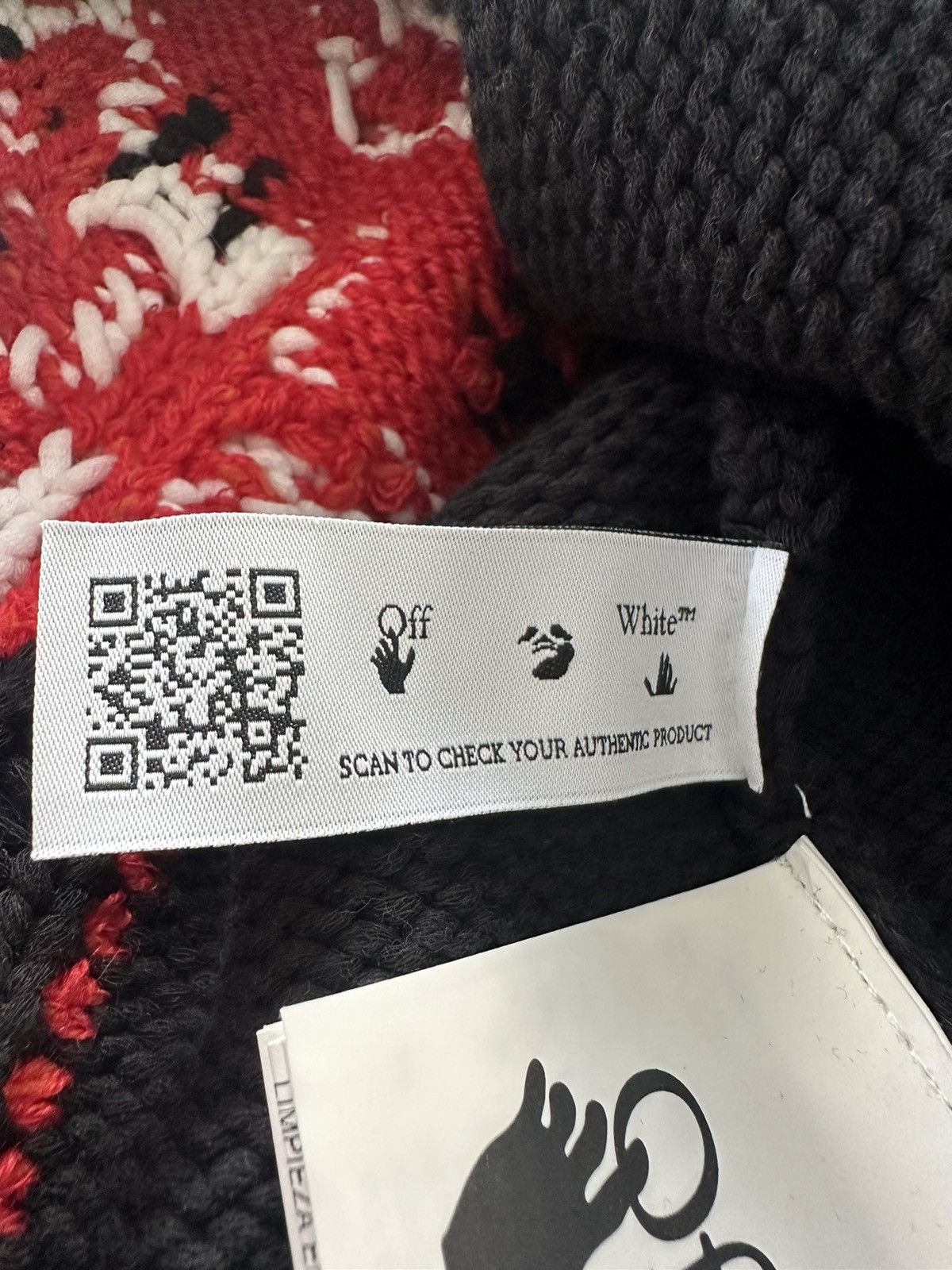 Off-White OFF-WHITE Intarsia Motif Zipped Cardigan Black/Multi Size US L / EU 52-54 / 3 - 5 Thumbnail