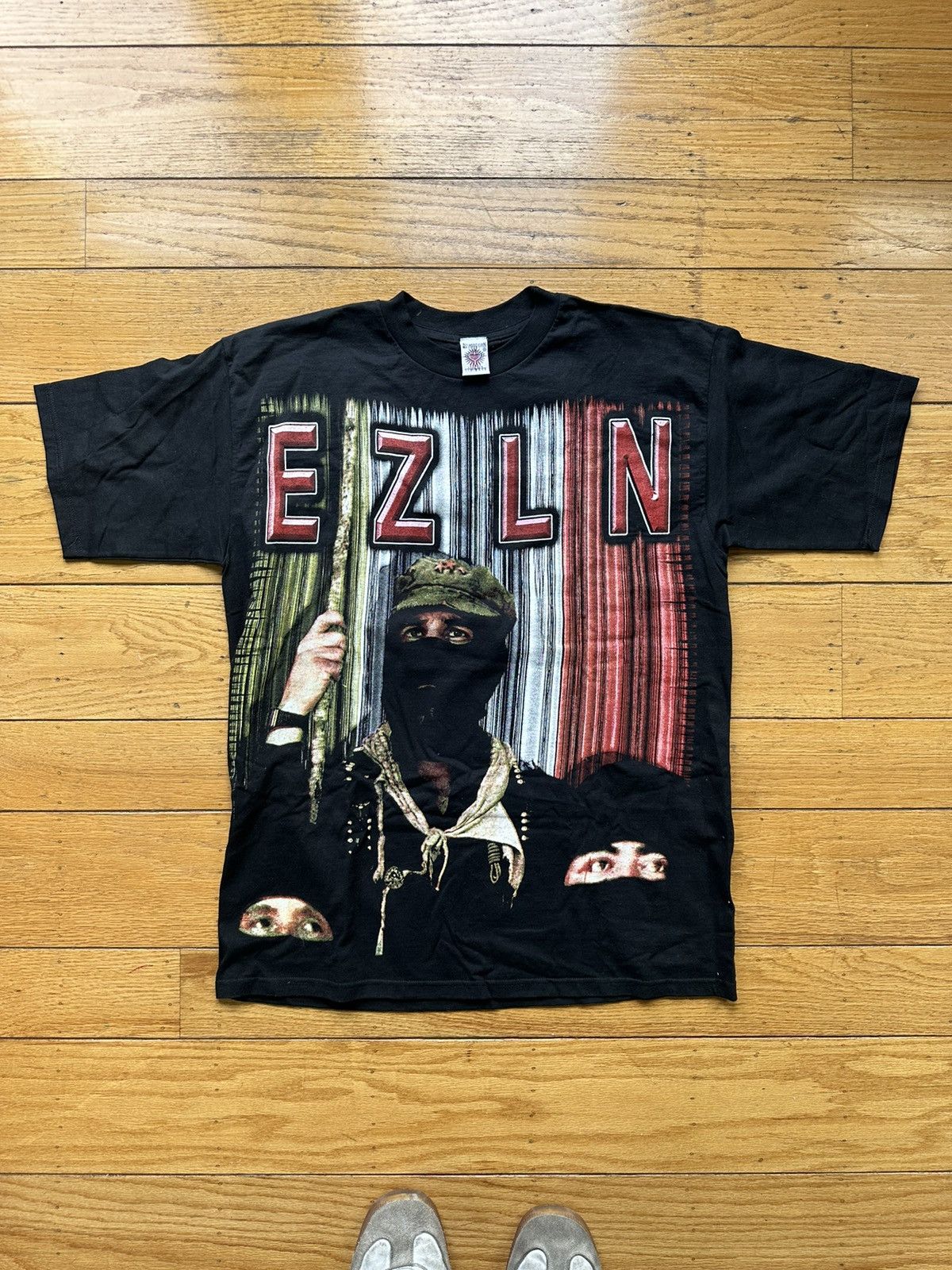 image of Mexicana x Vintage 90's Resurreccion Ezln Zapatistas Aop Tee in Black, Men's (Size XL)