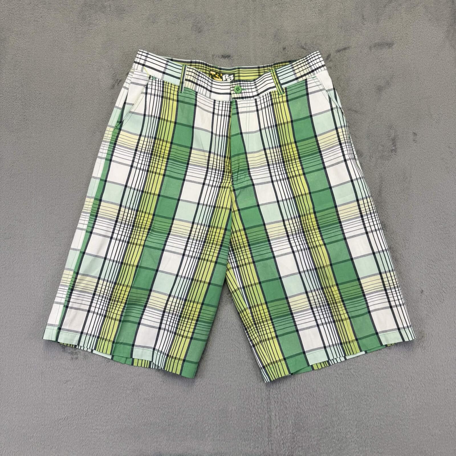 Other Raw Blue Men's Green & White Plaid Cargo Shorts Size US 38 / EU 54 - 1 Thumbnail