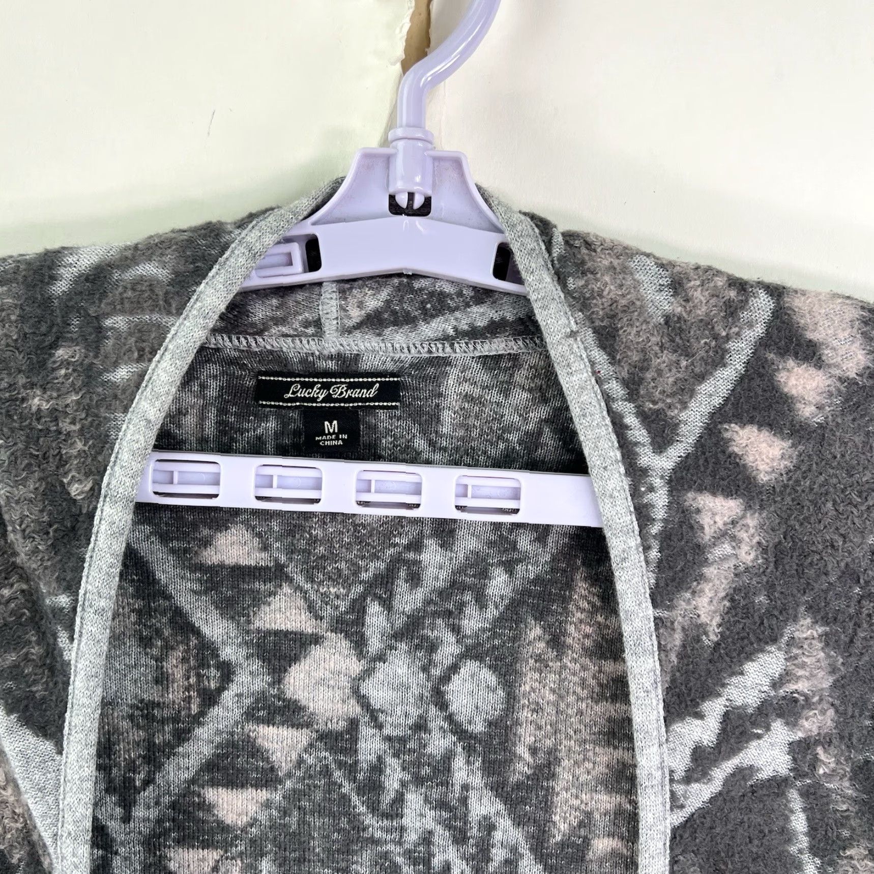 Lucky Brand Lucky Brand Cardigan Shirt Womens M Gray Open Fringe Geometric Southwest Bohemian Aztec Western 90s? (Note: exclude new info) Size M / US 6-8 / IT 42-44 - 3 Thumbnail