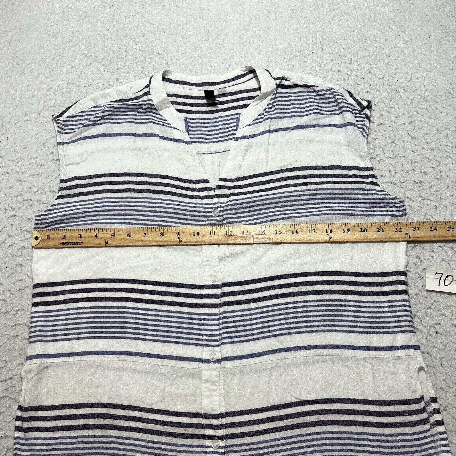 Nordstrom Kut From The Kloth Button Up Blue + White Striped Top Size L / US 10 / IT 46 - 4 Thumbnail