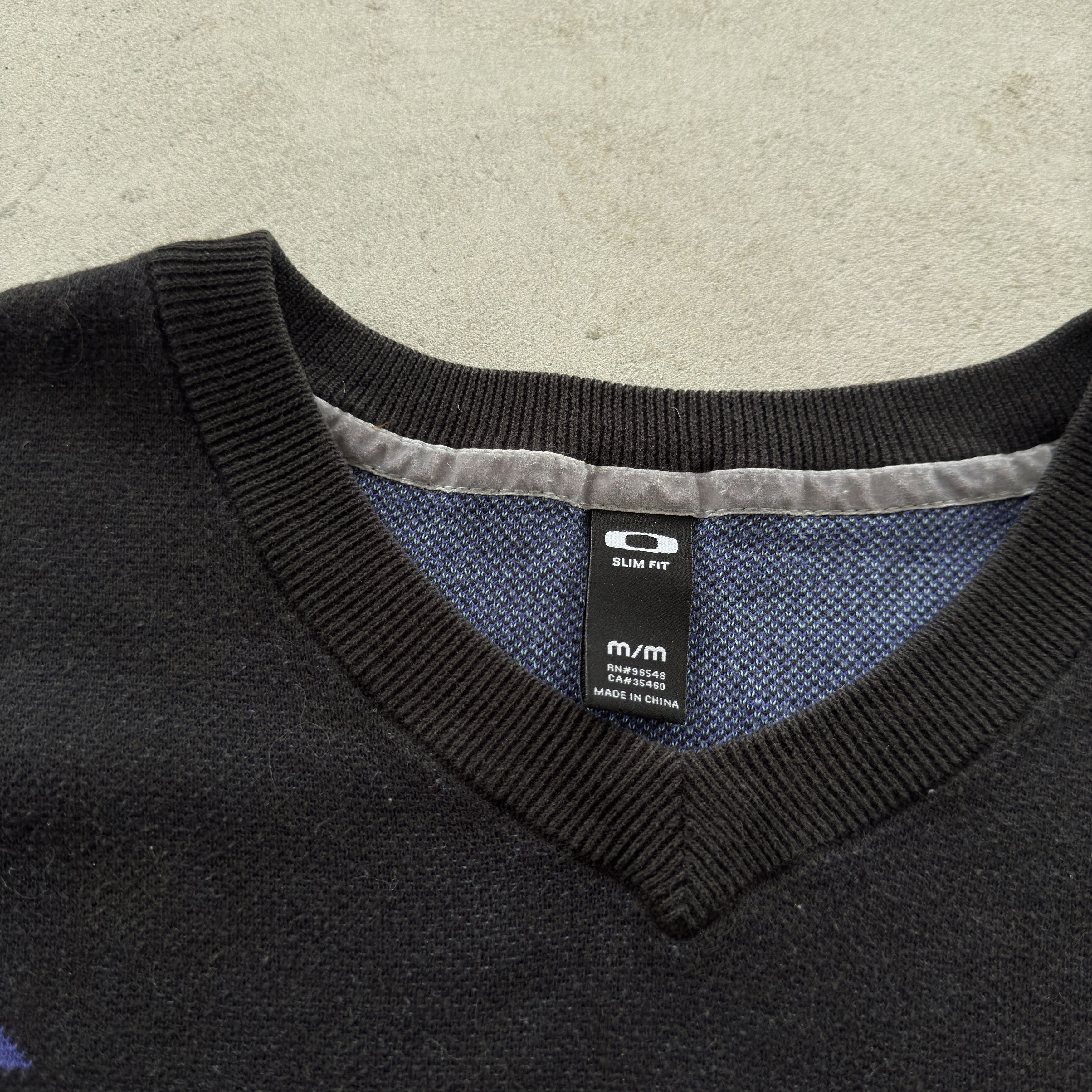 Oakley Oakley Vintage V Neck Sweater Striped Knit Black M Size US M / EU 48-50 / 2 - 5 Thumbnail