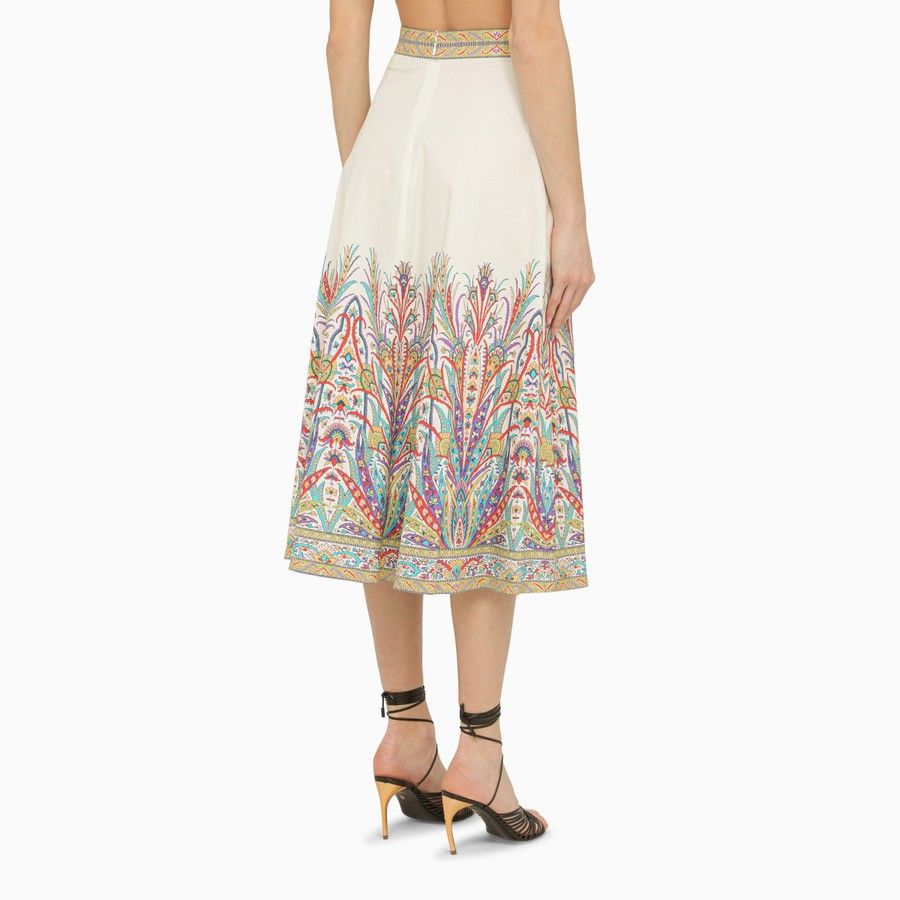 Etro o1d2blof0824 Cotton Midi Skirt in Multicolor Size 26" / US 2 / IT 38 - 4 Thumbnail