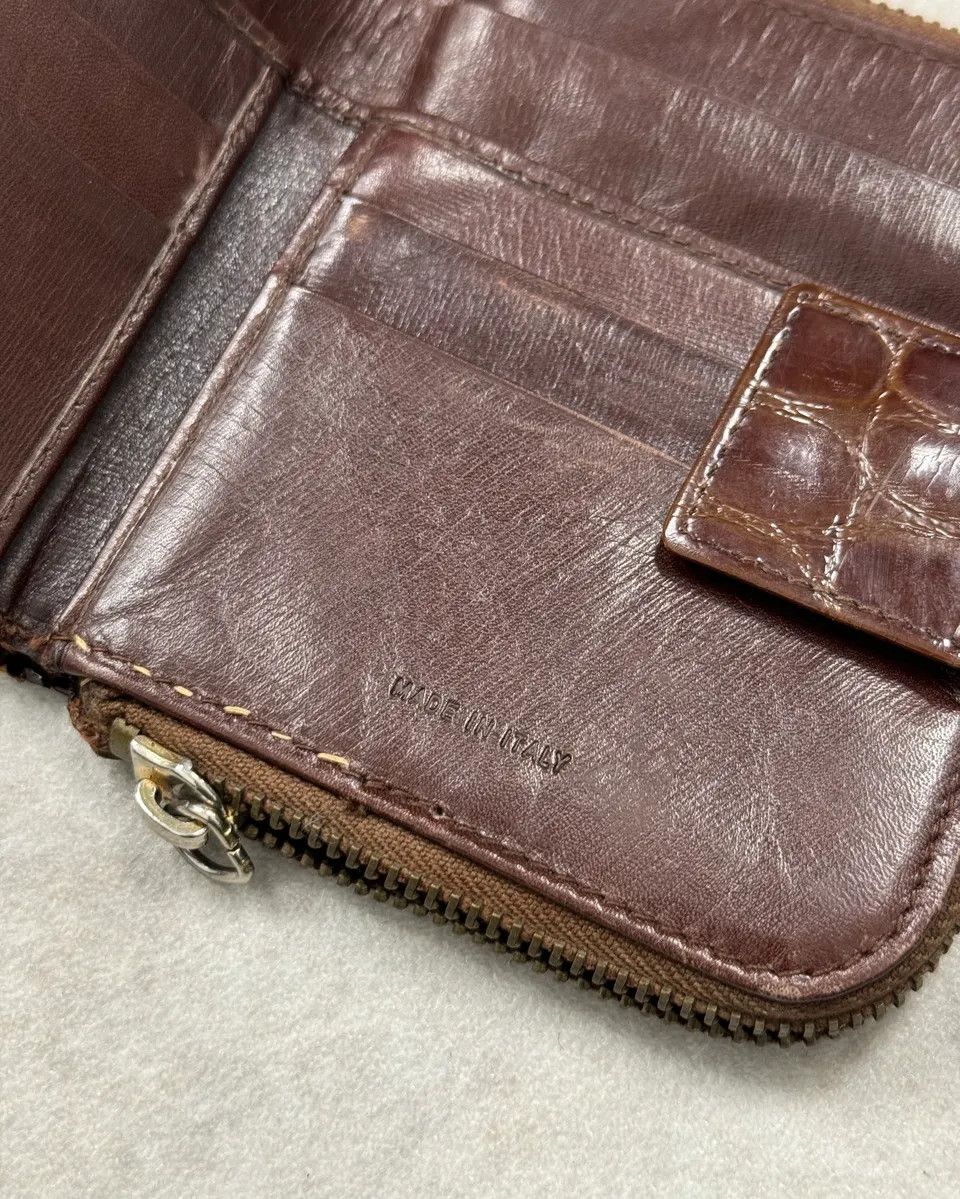 Prada Prada Brown Crocodile Embossed Leather Zip Wallet Size ONE SIZE - 6 Thumbnail
