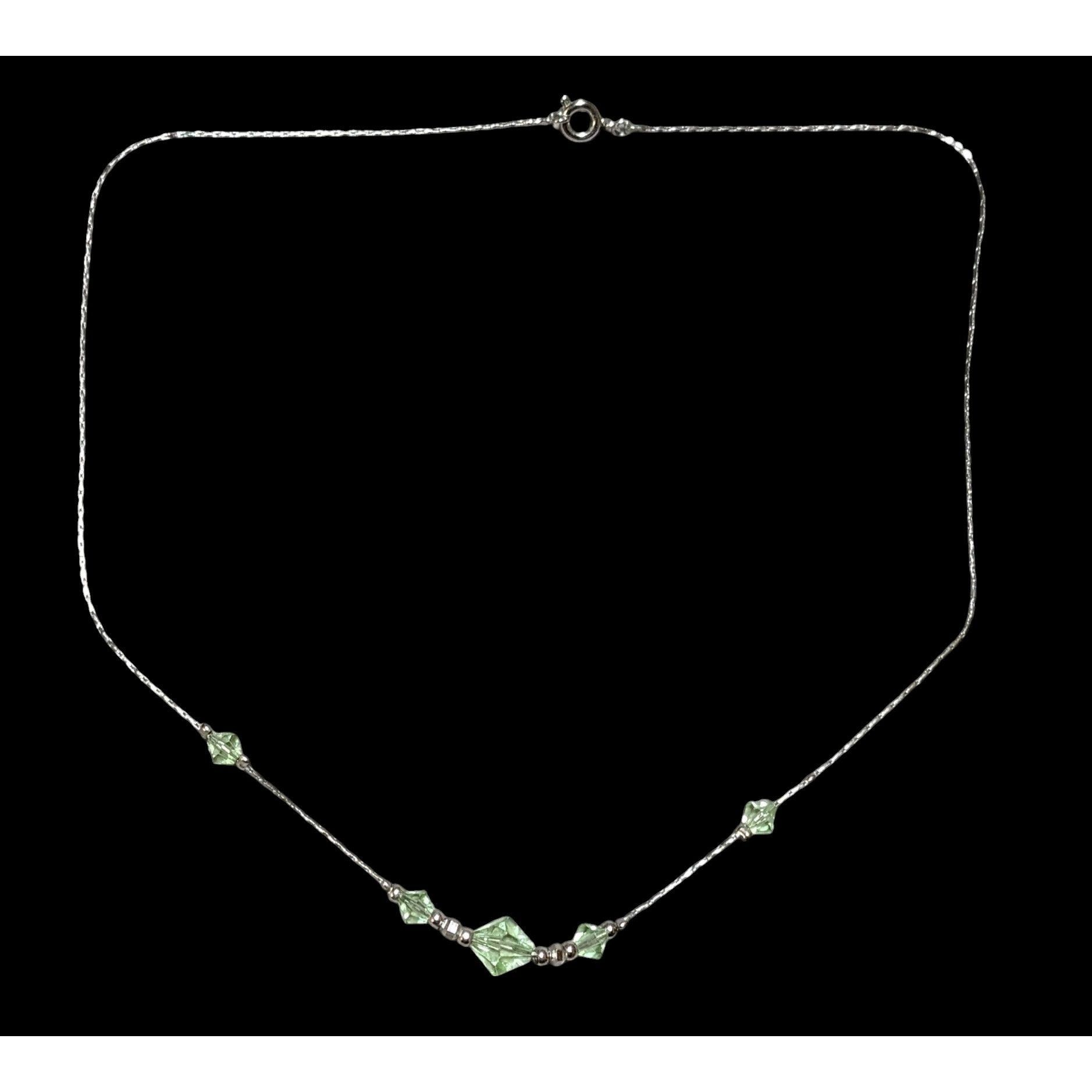 Other Minimalist Green And Silver Beaded Necklace Size ONE SIZE - 1 Thumbnail
