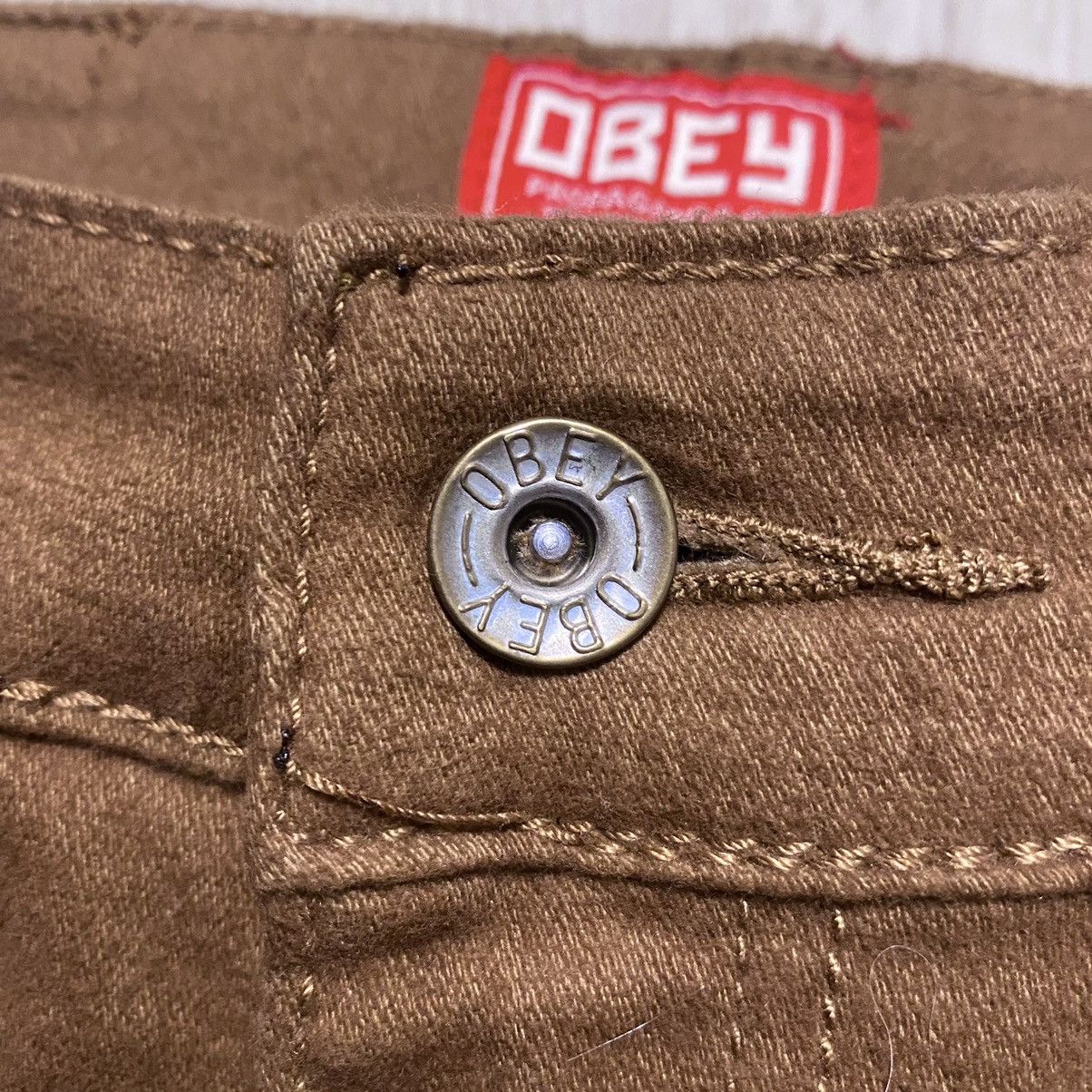 Obey × Shepard Fairey Obey Propaganda Brown Stretch Cotton Casual Trousers Pants Size US 32 / EU 48 - 9 Thumbnail