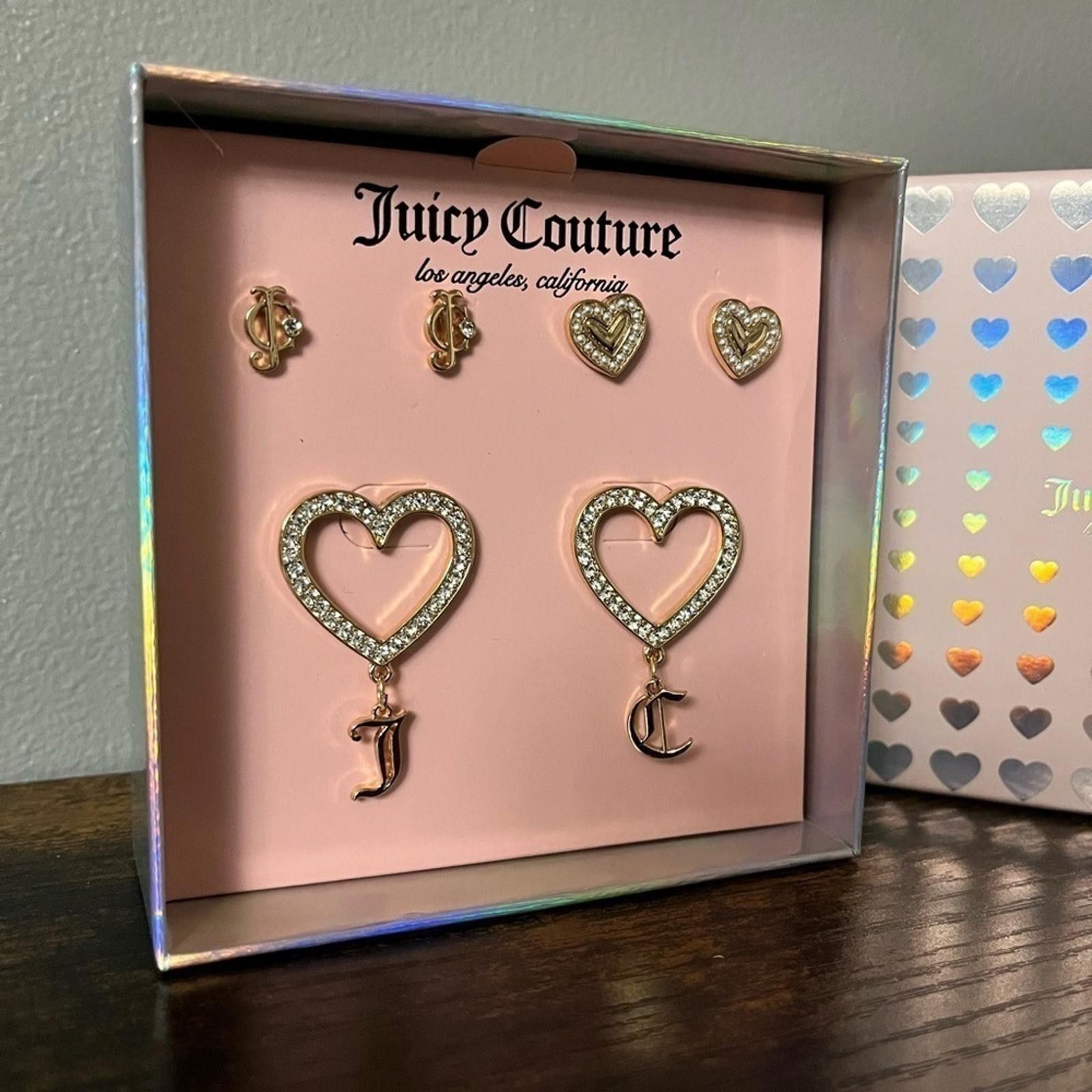 Juicy Couture Jeans Juicy Couture Crystal Heart Stud Earrings Size ONE SIZE - 1 Thumbnail