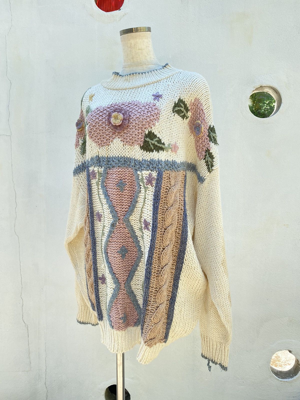 Designer × Vintage OBJECTIVES Floral Embroidery Knit Sweater Size XL / US 12-14 / IT 48-50 - 19 Thumbnail