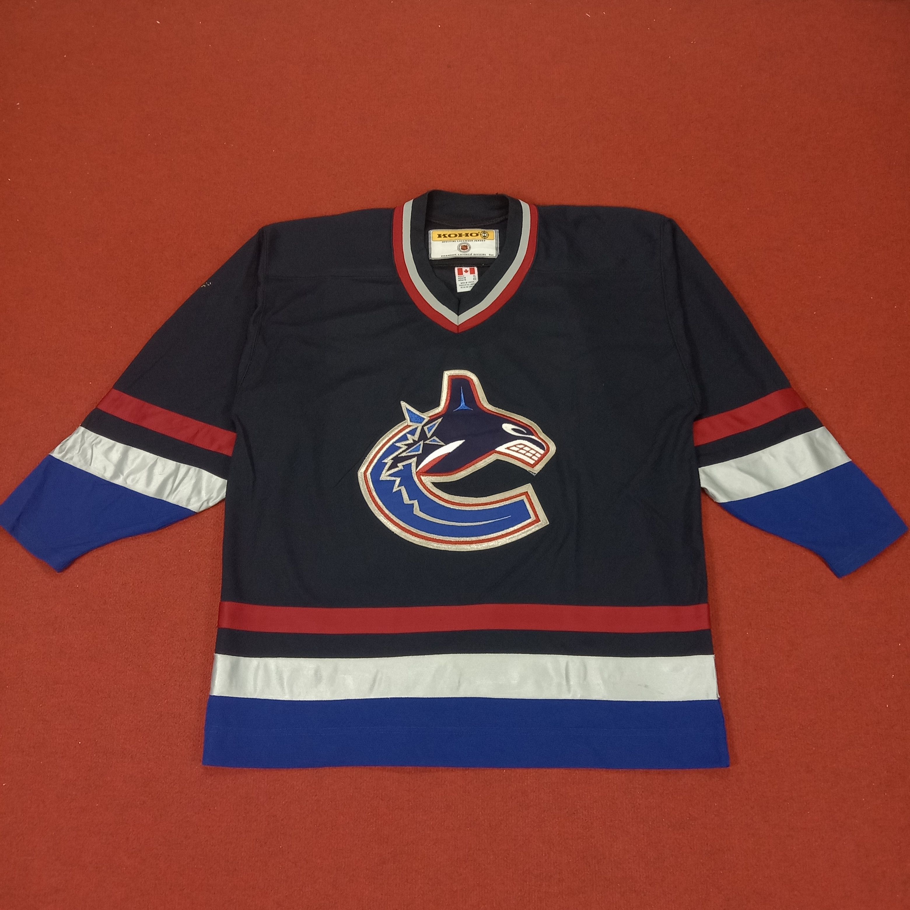 image of Nhl Vancouver Canucks Center Logo Hockey Ice Jersey in Blue Black, Men's (Size 2XL)