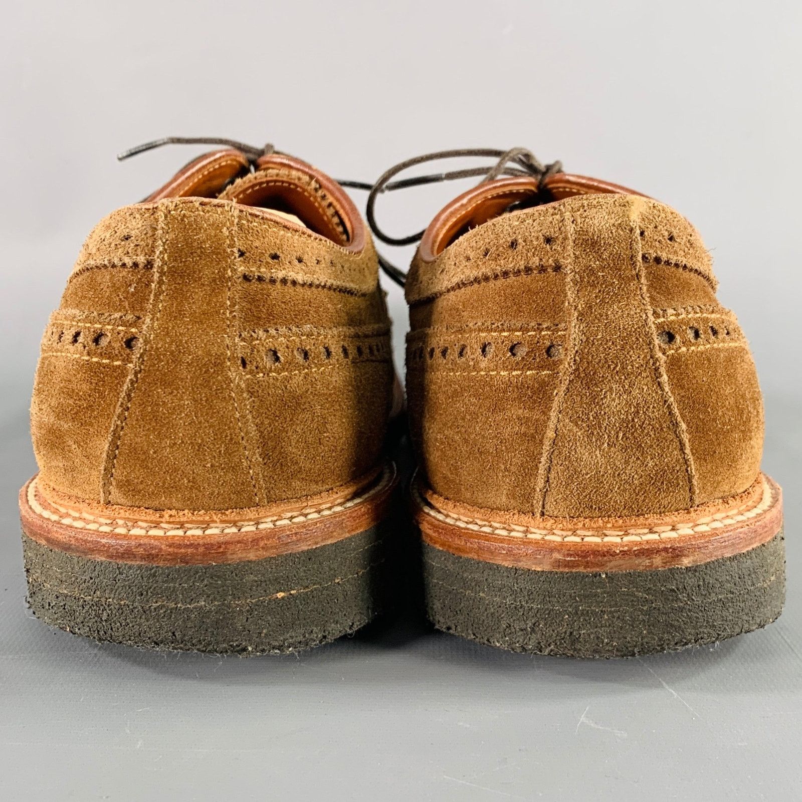 Alden ALDEN Size 12.5 Brown Perforated Suede Wingtip Lace-Up Shoes Size US 12.5 / EU 45-46 - 3 Thumbnail