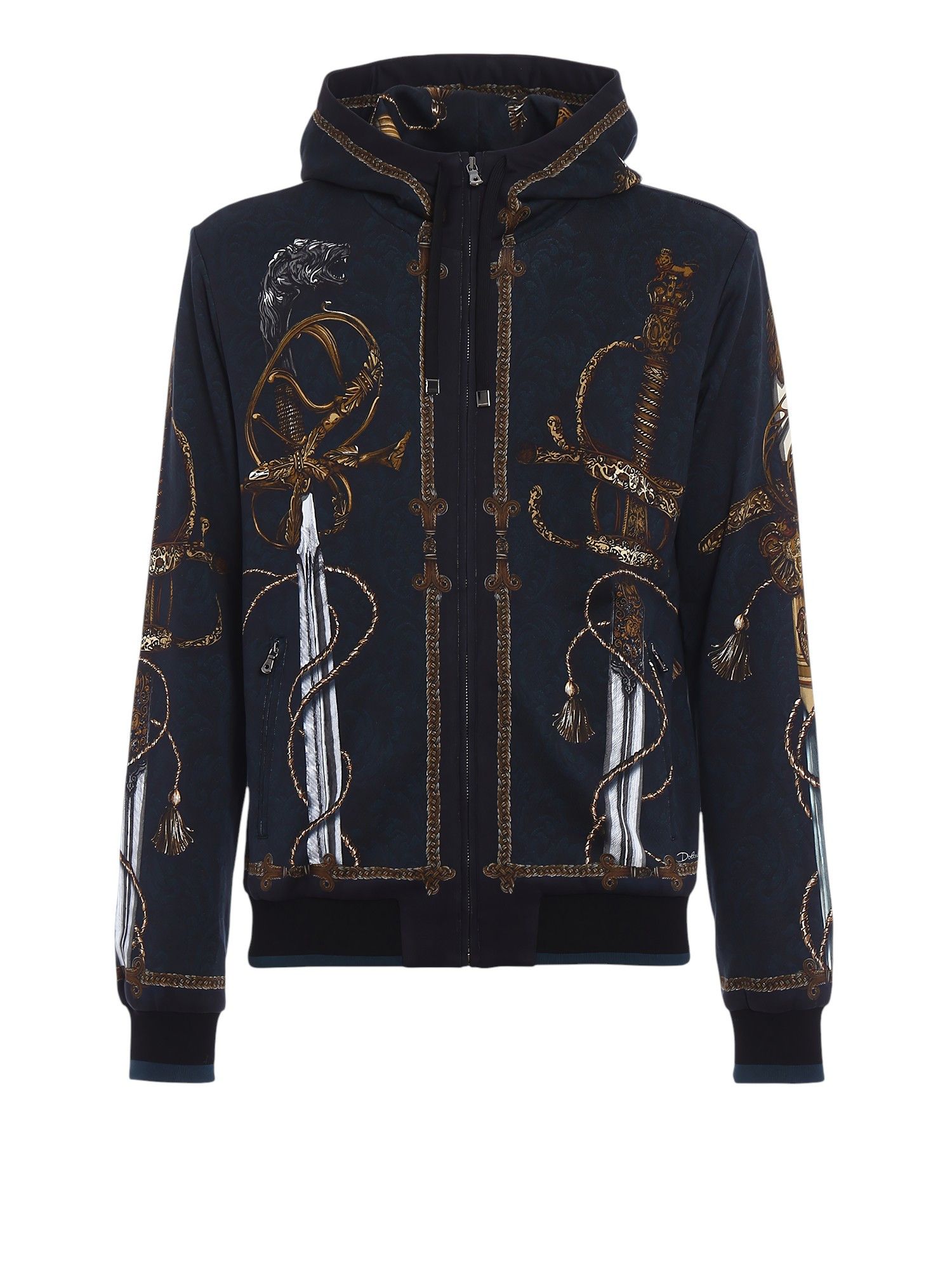 Dolce & Gabbana PRINTED SWORDS COTTON ZIP HOODIE Size US M / EU 48-50 / 2 - 1 Thumbnail