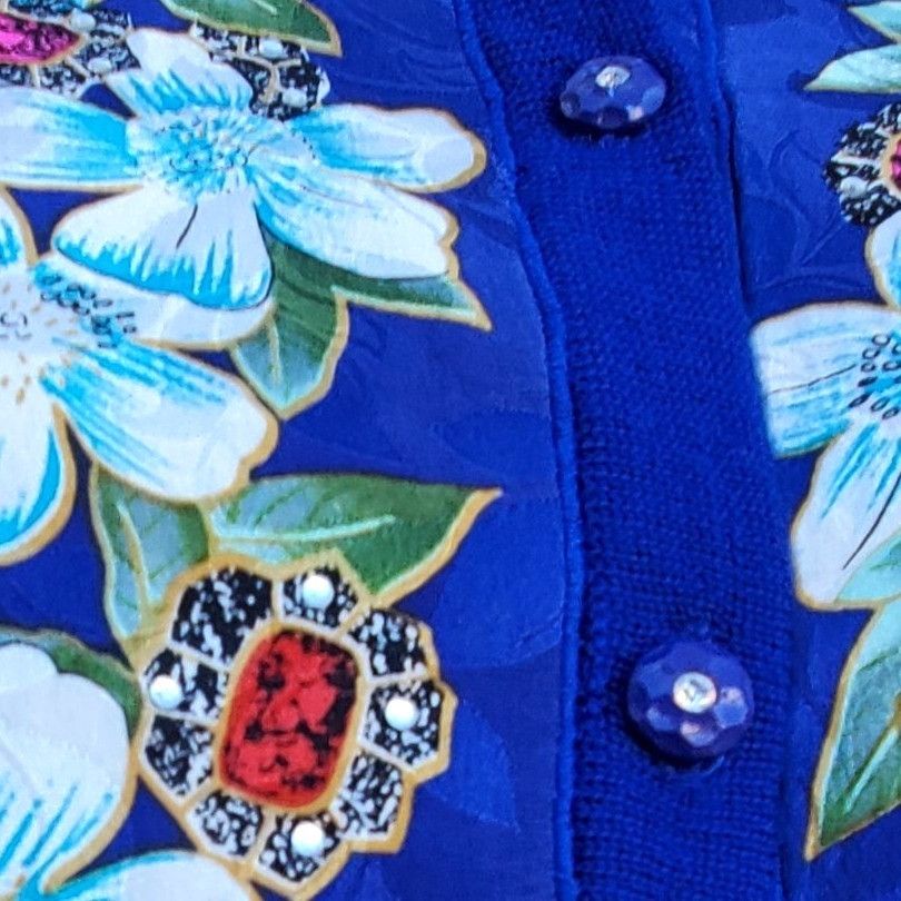 Vintage Diane Freis 80s Blue Purple Cardigan with Rhinestones L XL Size XL / US 12-14 / IT 48-50 - 7 Thumbnail