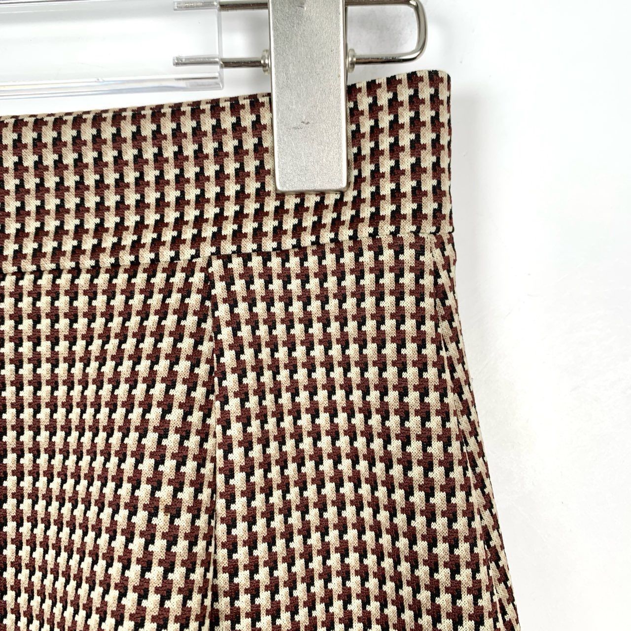 Miu Miu MiuMiu Lace Trimmed Brown Checkered Skirt, Size XS, Size 27" / US 4 / IT 40 - 7 Thumbnail