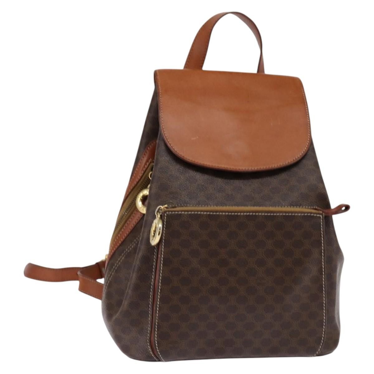 Celine CELINE Macadam Canvas Backpack Pvc Leather Brown Gold Size ONE SIZE - 1 Thumbnail