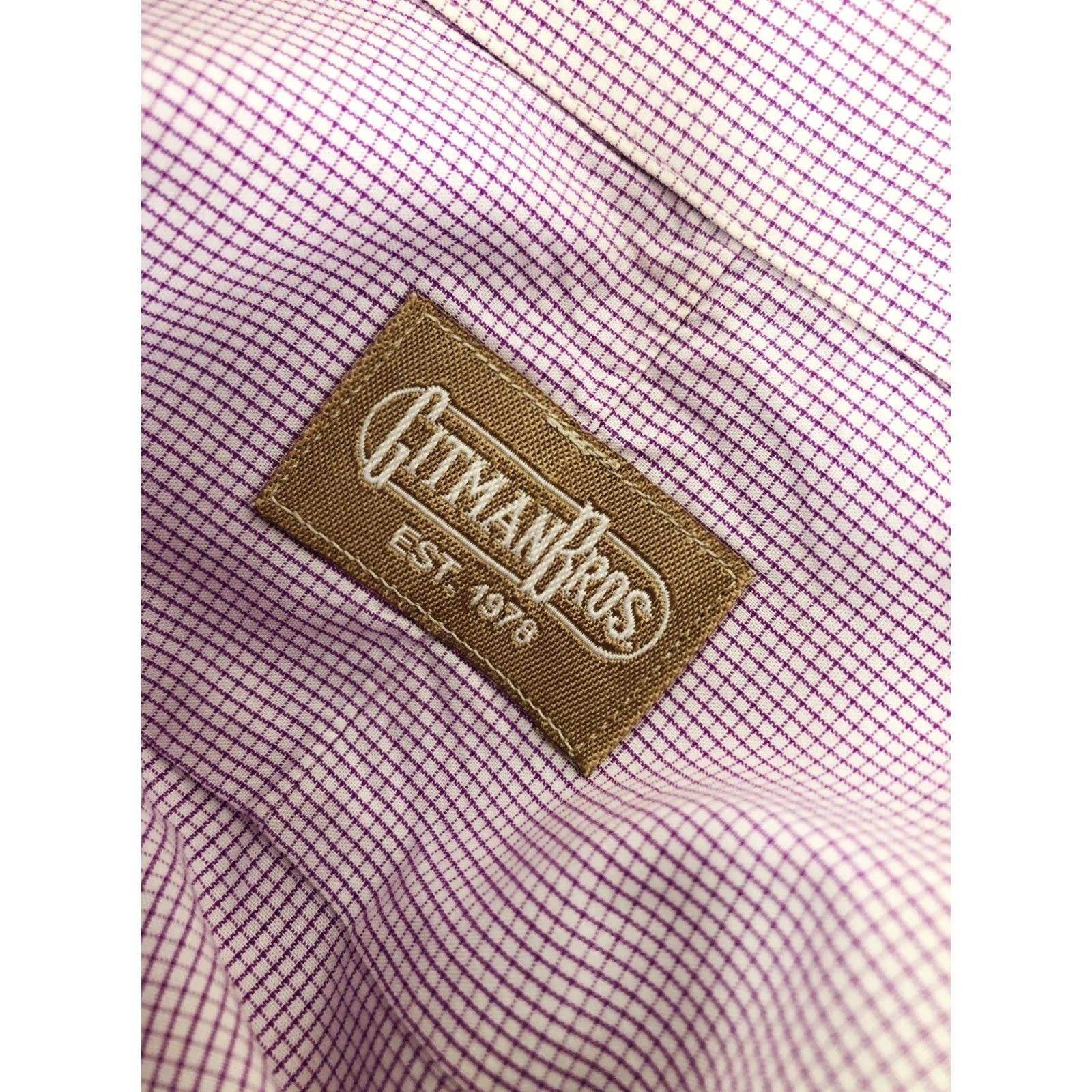 Vintage GITMAN BROS. Mens 16/35 Button-Up Plaid Shirt White / Dark Pink USA Made Long Sleeve - Excellent Size US L / EU 52-54 / 3 - 4 Thumbnail