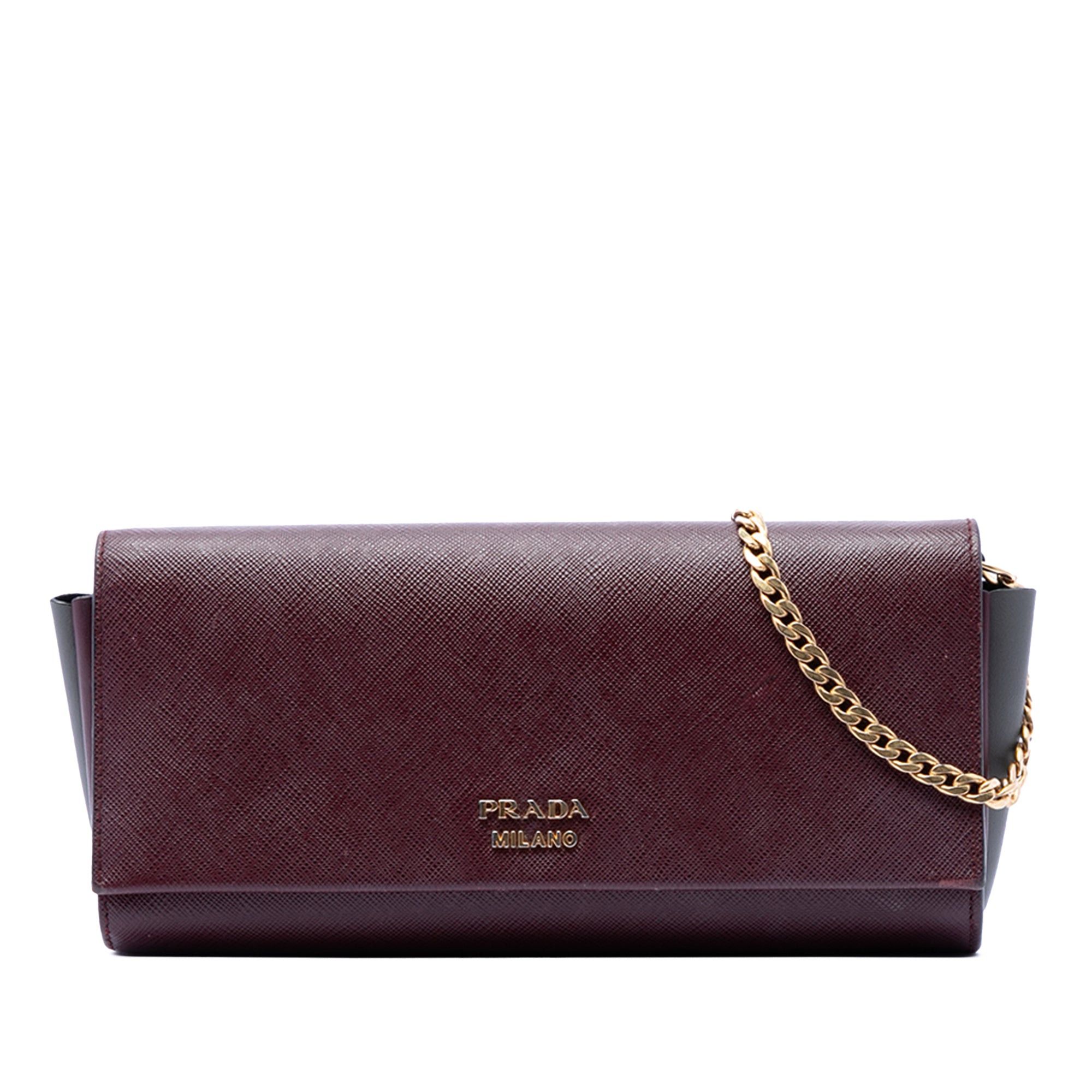 Prada Saffiano and City Calf Bibliotheque Clutch with Chain Size ONE SIZE - 1 Thumbnail
