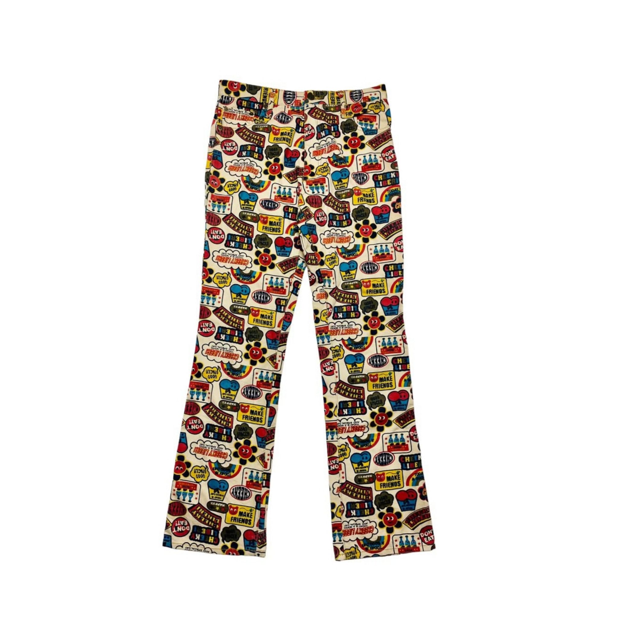 Japanese Brand Vintage Y2K CHEEKYLIBERI Pop Art Emoji AOP Jeans Pants Size 28" / US 6 / IT 42 - 1 Thumbnail