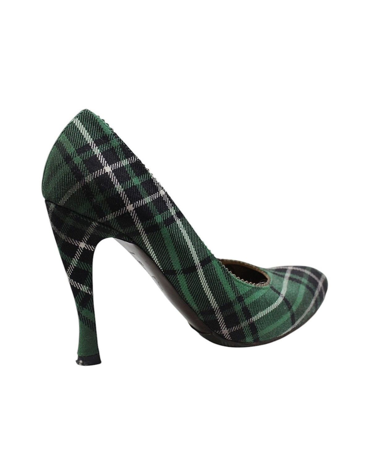 Bottega Veneta BOTTEGA VENETA GREEN PLAID CANVAS PUMP Size US 5.5 / IT 35.5 - 4 Thumbnail