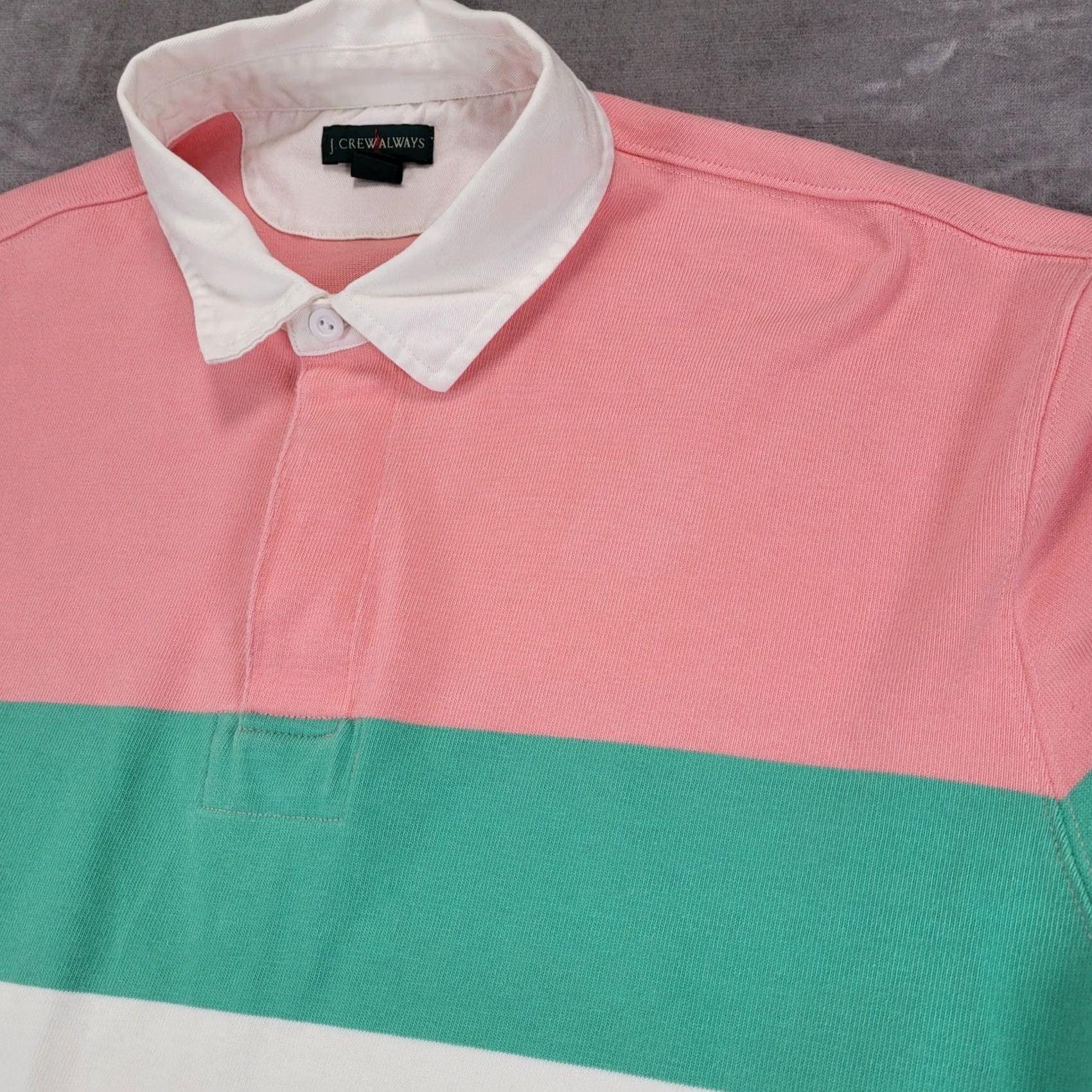 J.Crew J.CREW Oarsman Rugby Shirt Colorblock Pastel Multicolor Long Sleeve LT Tall Mens Regular Size US L / EU 52-54 / 3 - 2 Thumbnail